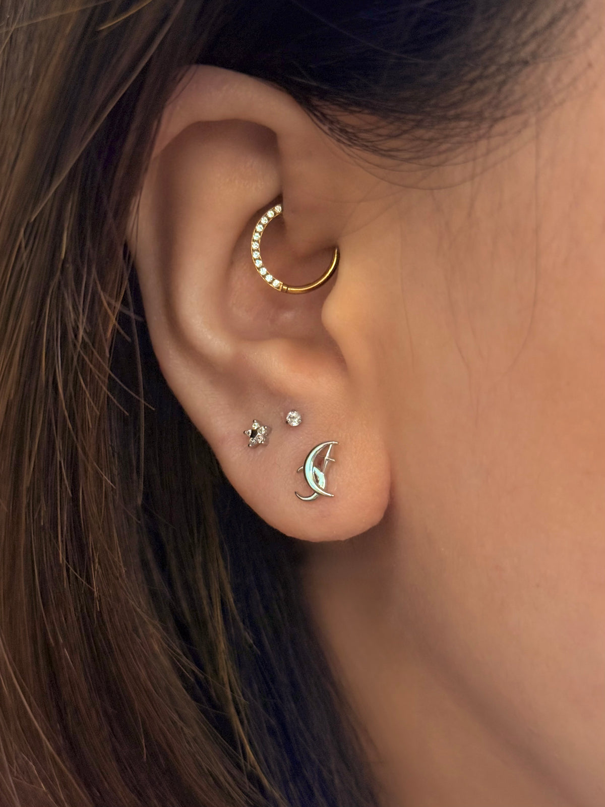 Crescent star surgical steel piercing