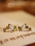 Opal Marquise & CZ Cluster Stud Earrings