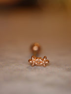 Twin Blossom Bar Stud Surgical Steel Earring (1pc)