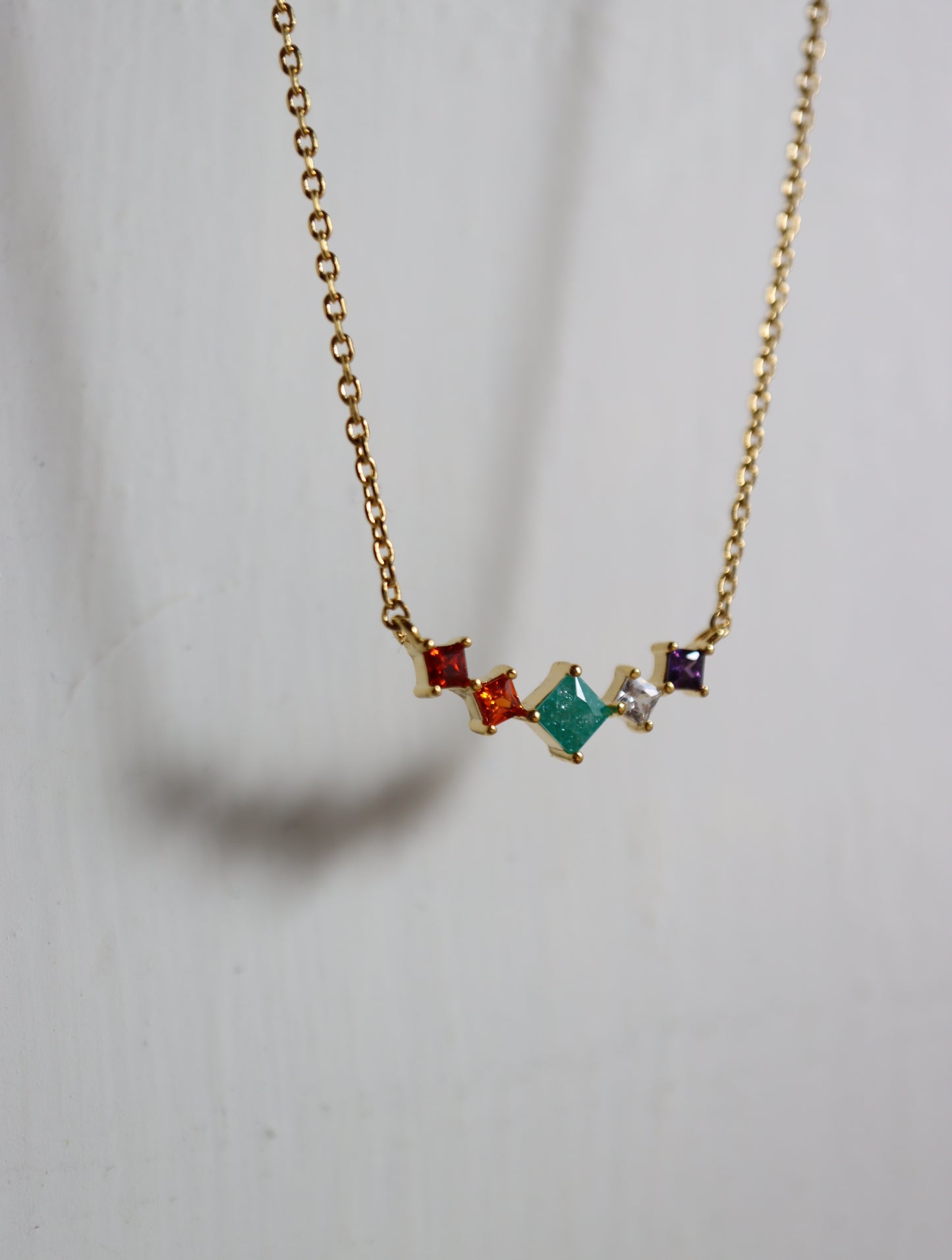 Rainbow cz row necklace