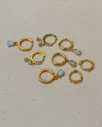 Opal cz S925 hinged hoop earrings