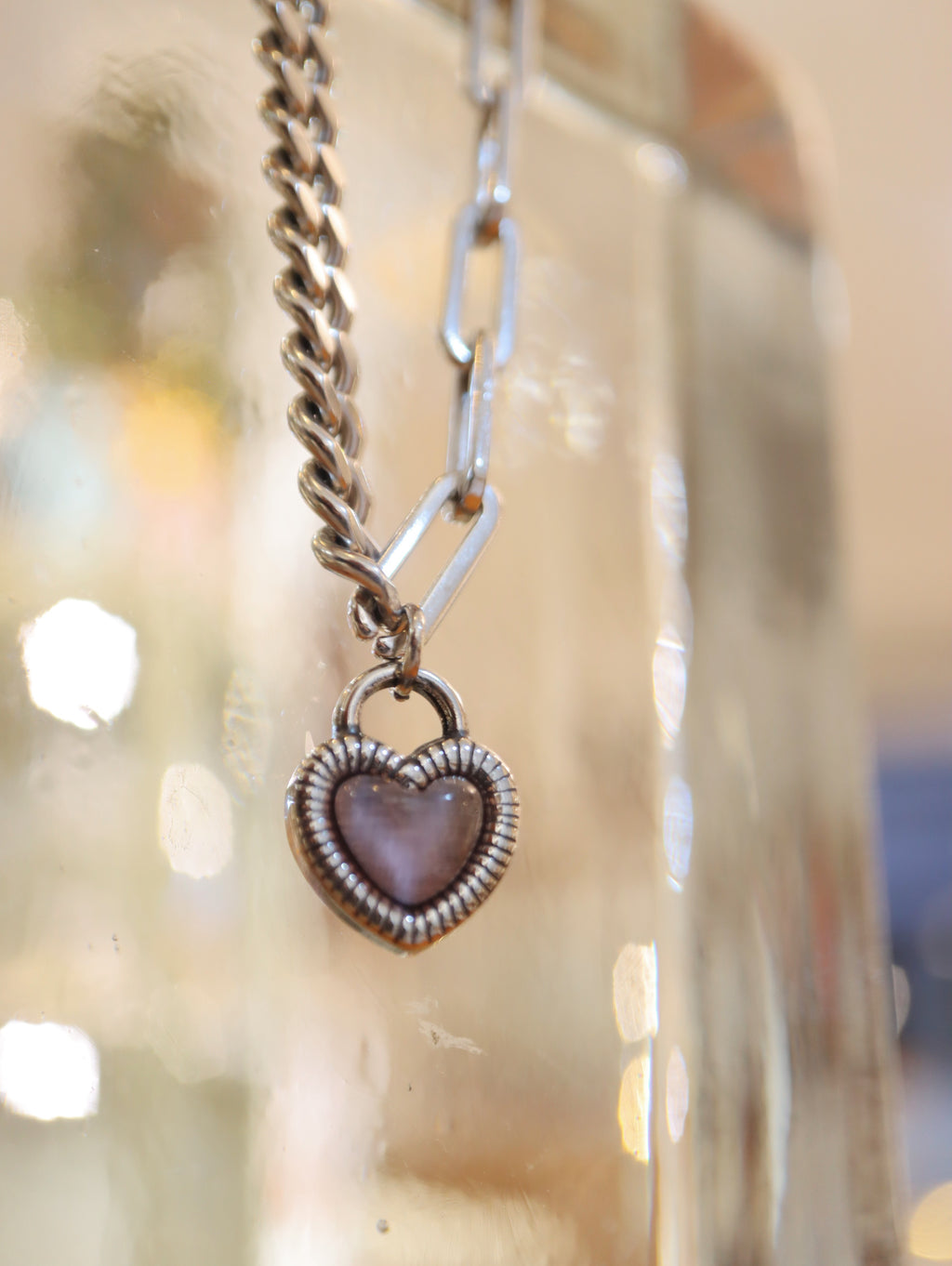 Duet Chain Heart Pendant Bracelet