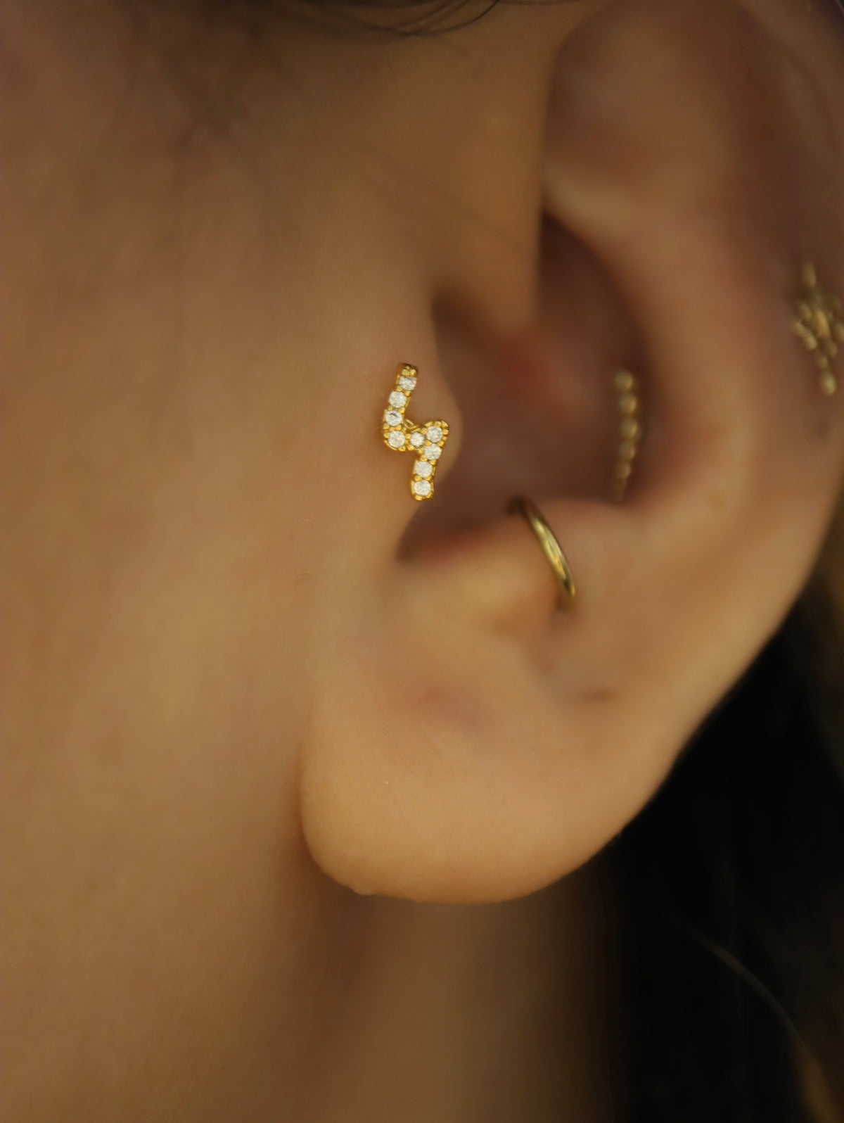 Pave Curved Wave Stud Surgical Steel Earring (1pc)