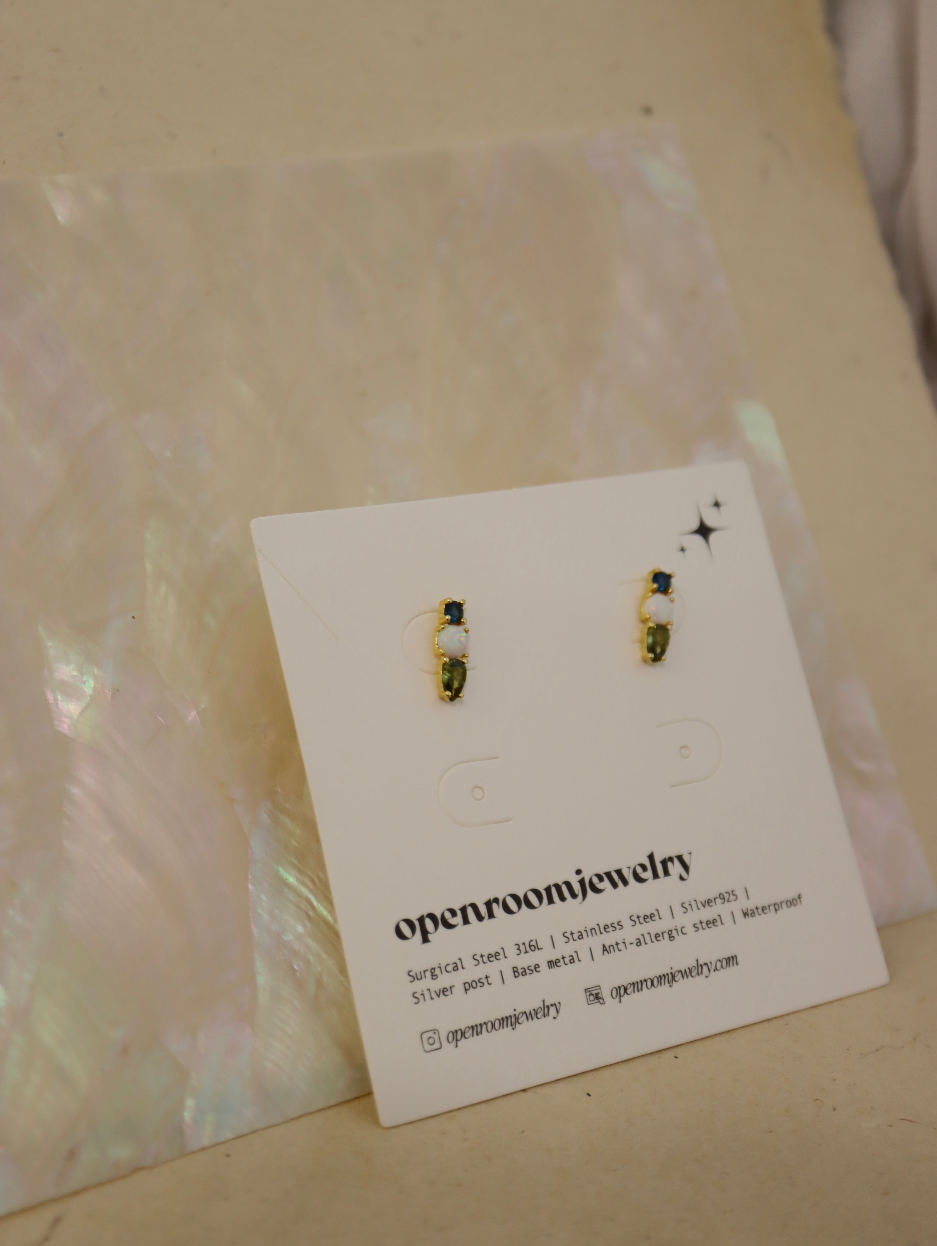 Sapphire Opal Stud Earrings
