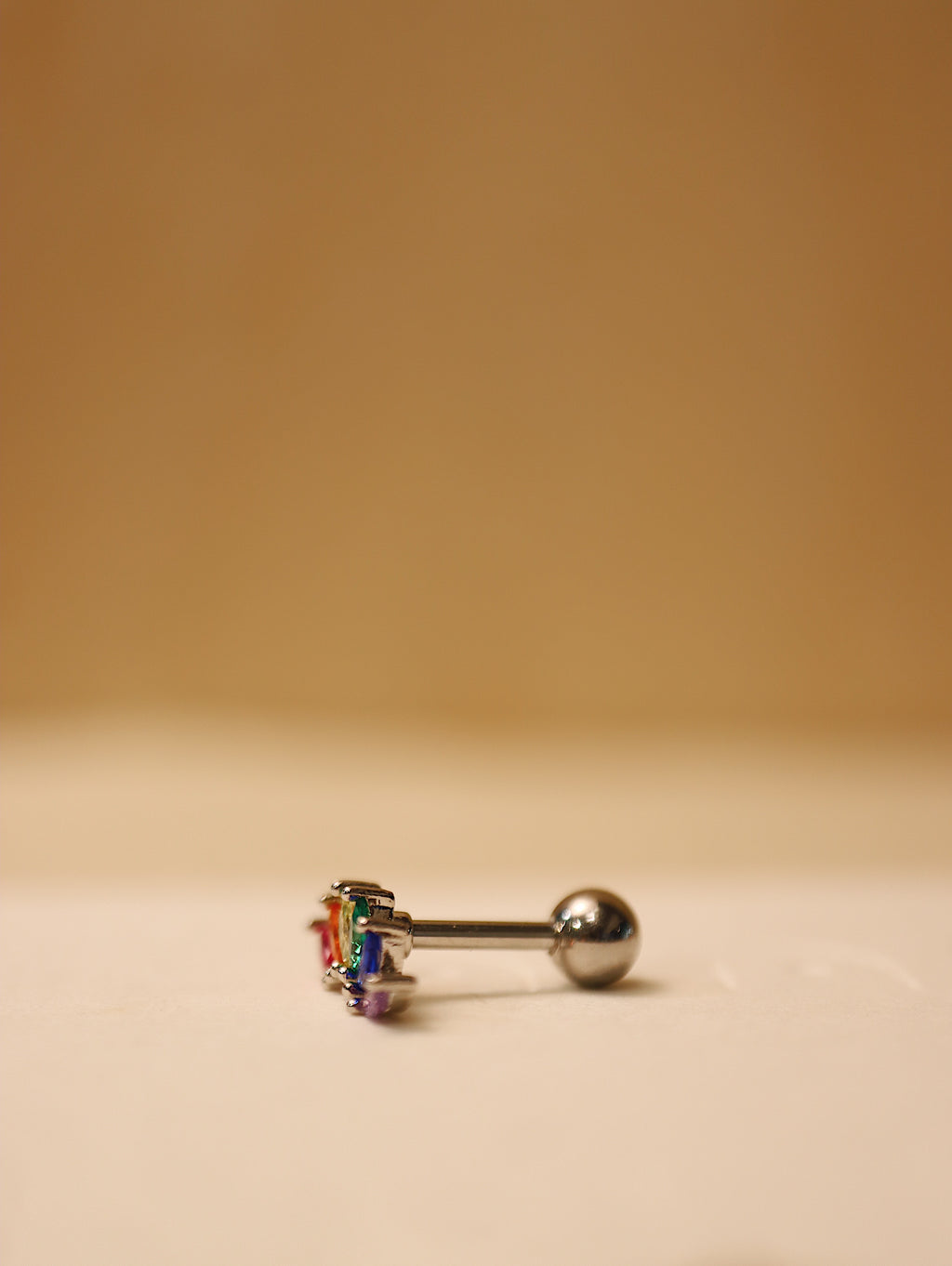 Rainbow cz marquise piercing surgical steel