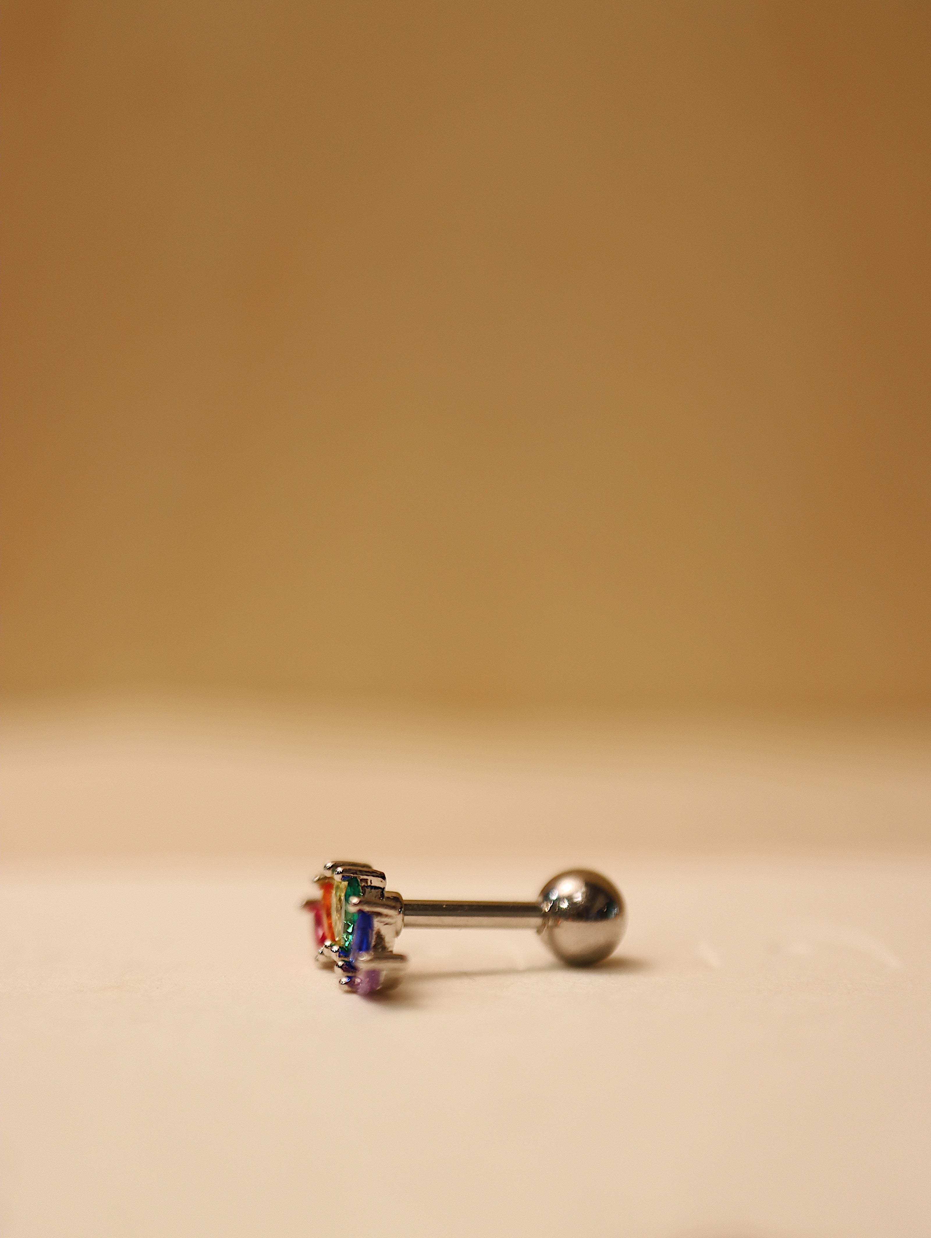 Rainbow cz marquise piercing surgical steel