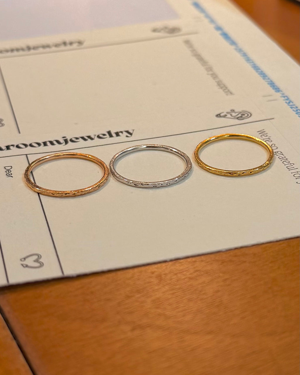 Plain textured 925 silver ring