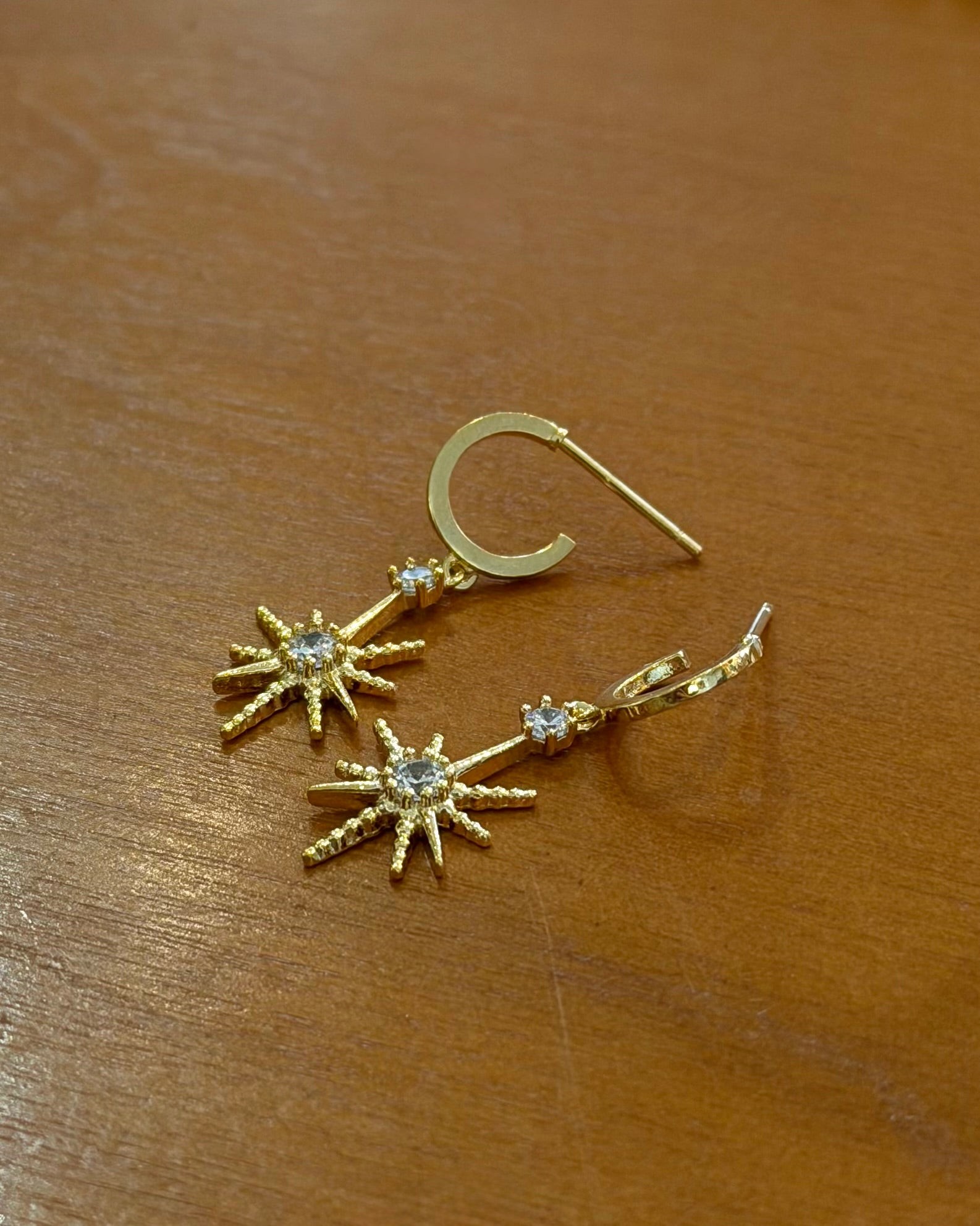 Hoop drop starburst earrings