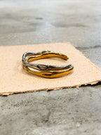 Wave Stainless Steel Open Bangle Cuff