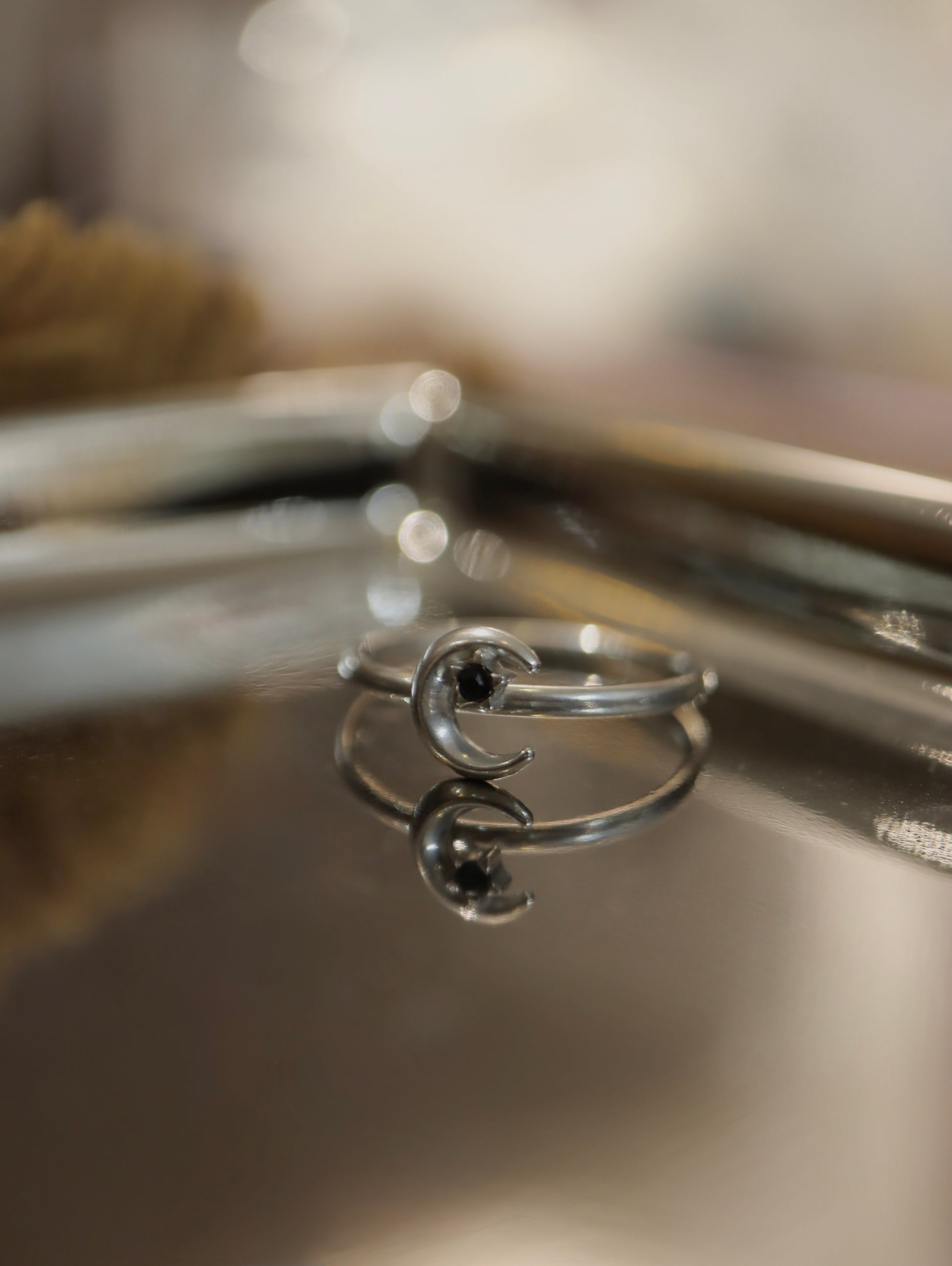 Mini crescent stainless steel ring