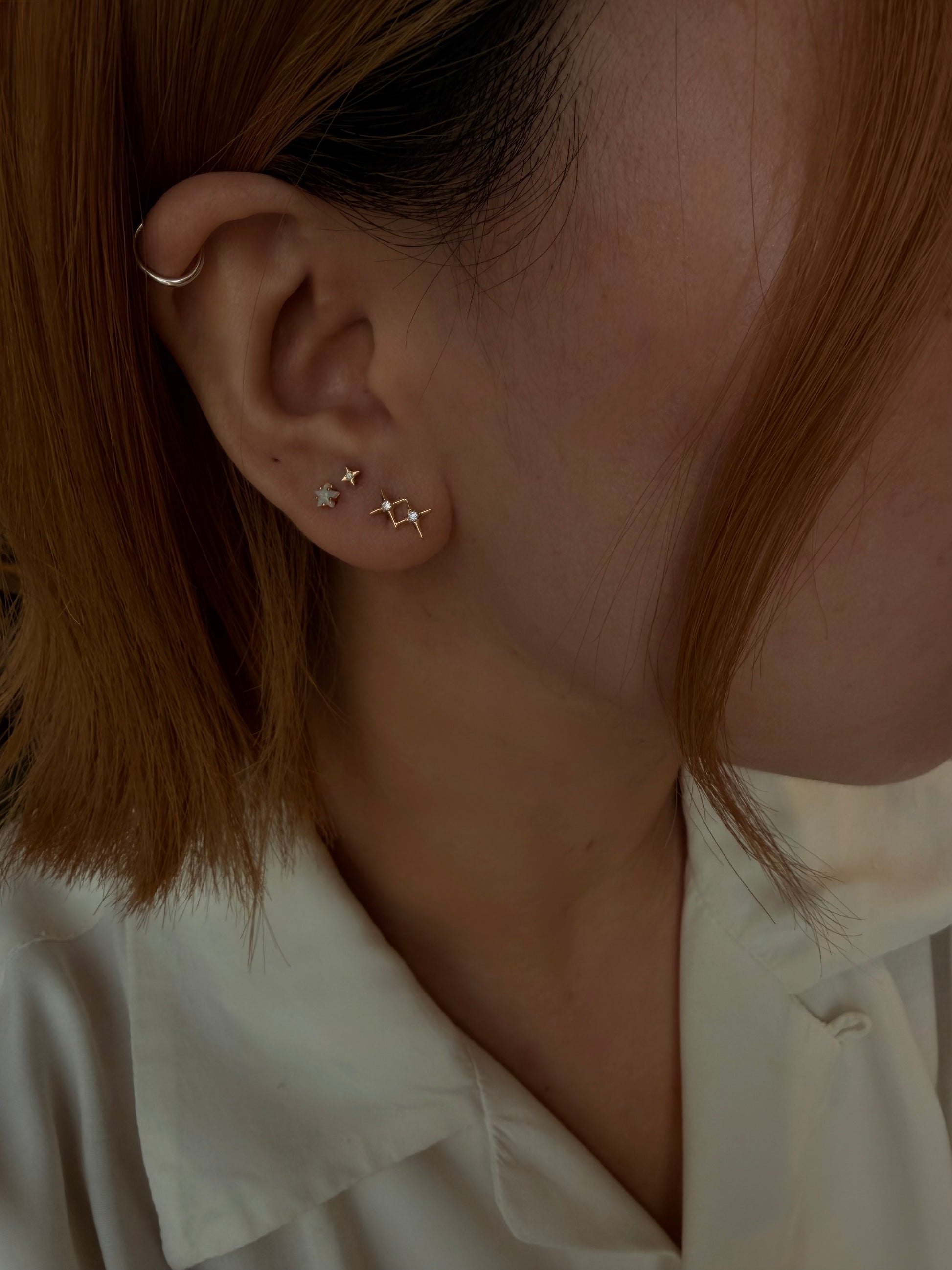 Double sparkle cz surgical steel earring
