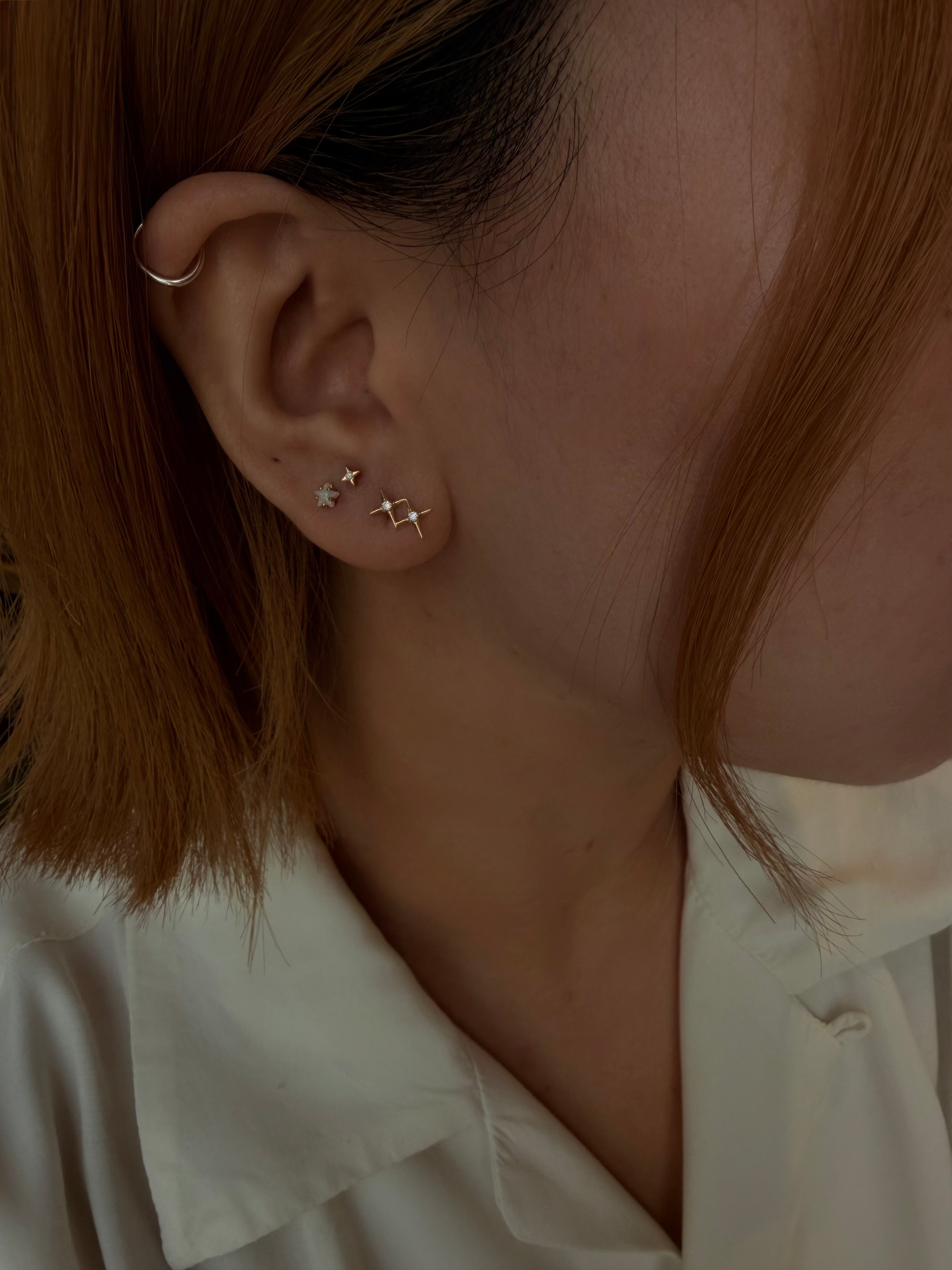 Double sparkle cz surgical steel earring
