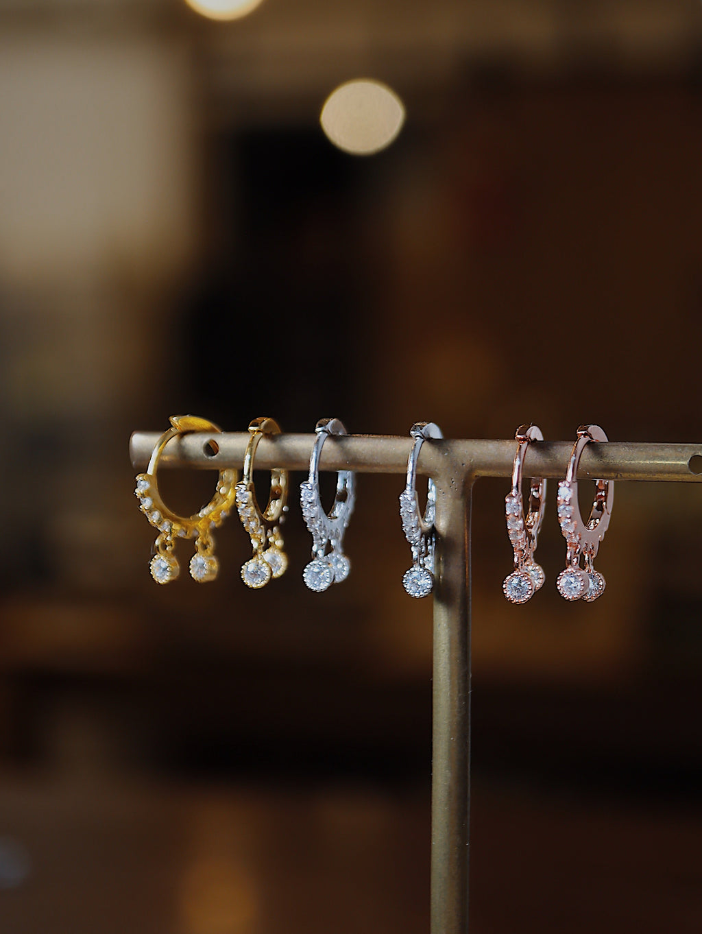Drop double cz  silver925 earrings　