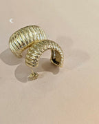 Ribbed Chunky Crescent Hoop Earrings