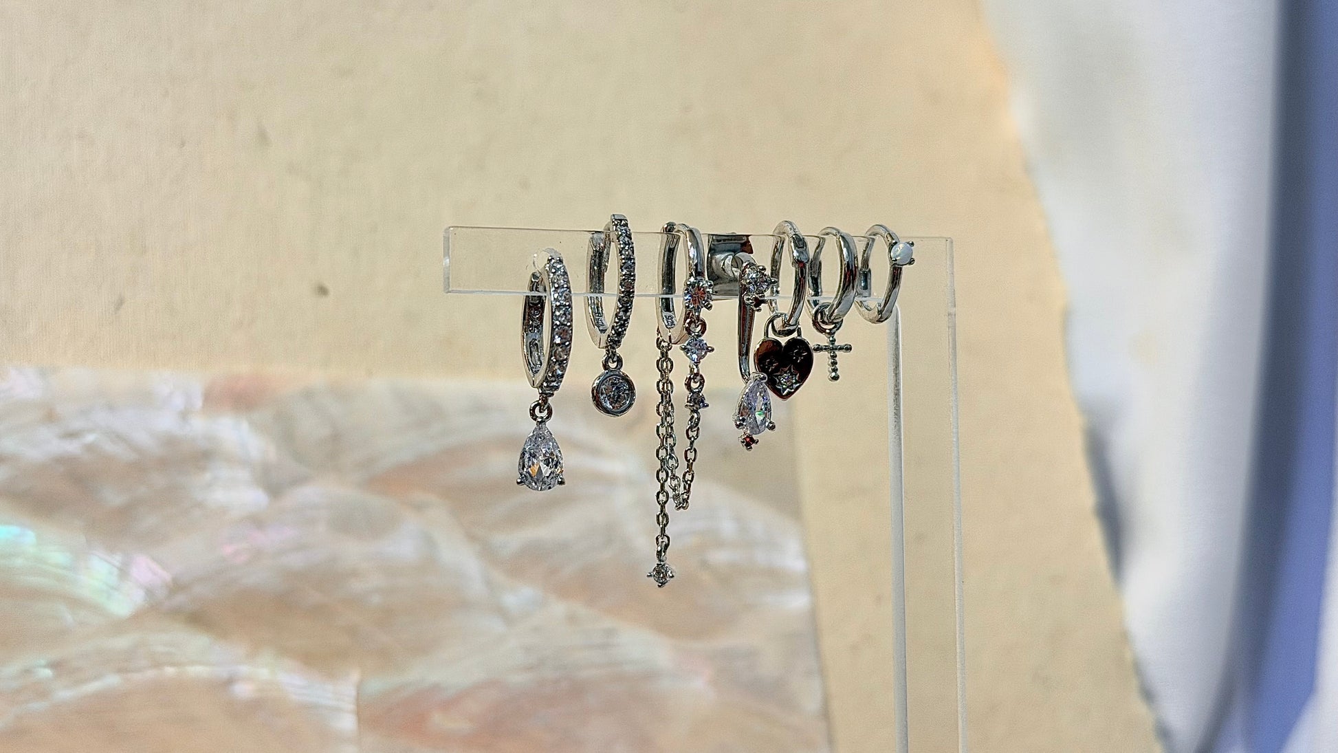 Drop chain cz silver925 earrings