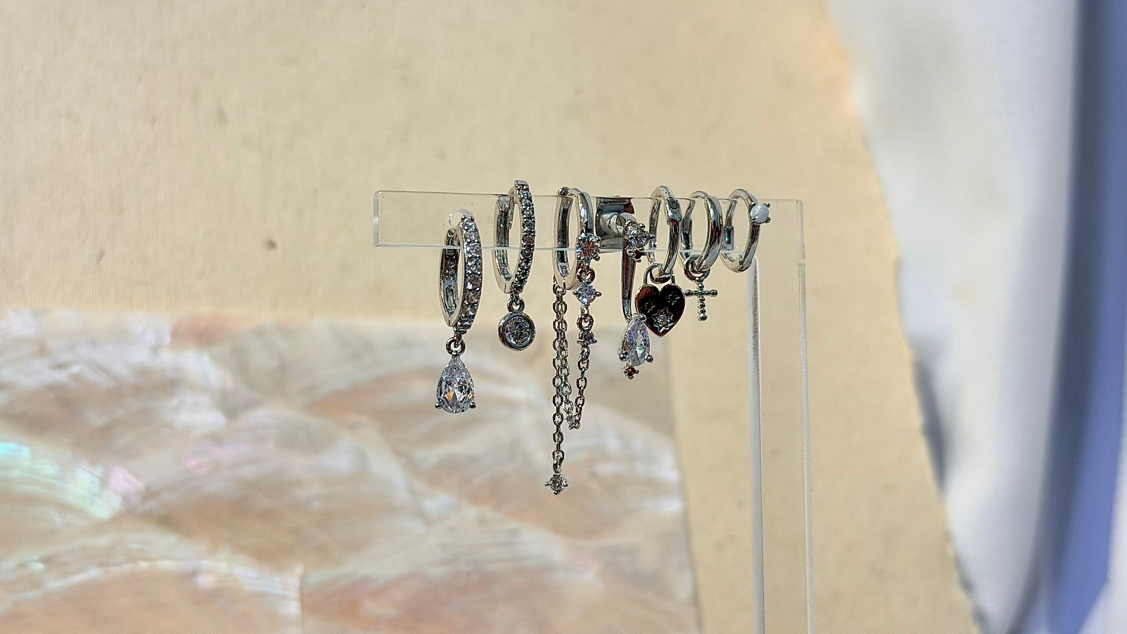 Drop chain cz silver925 earrings