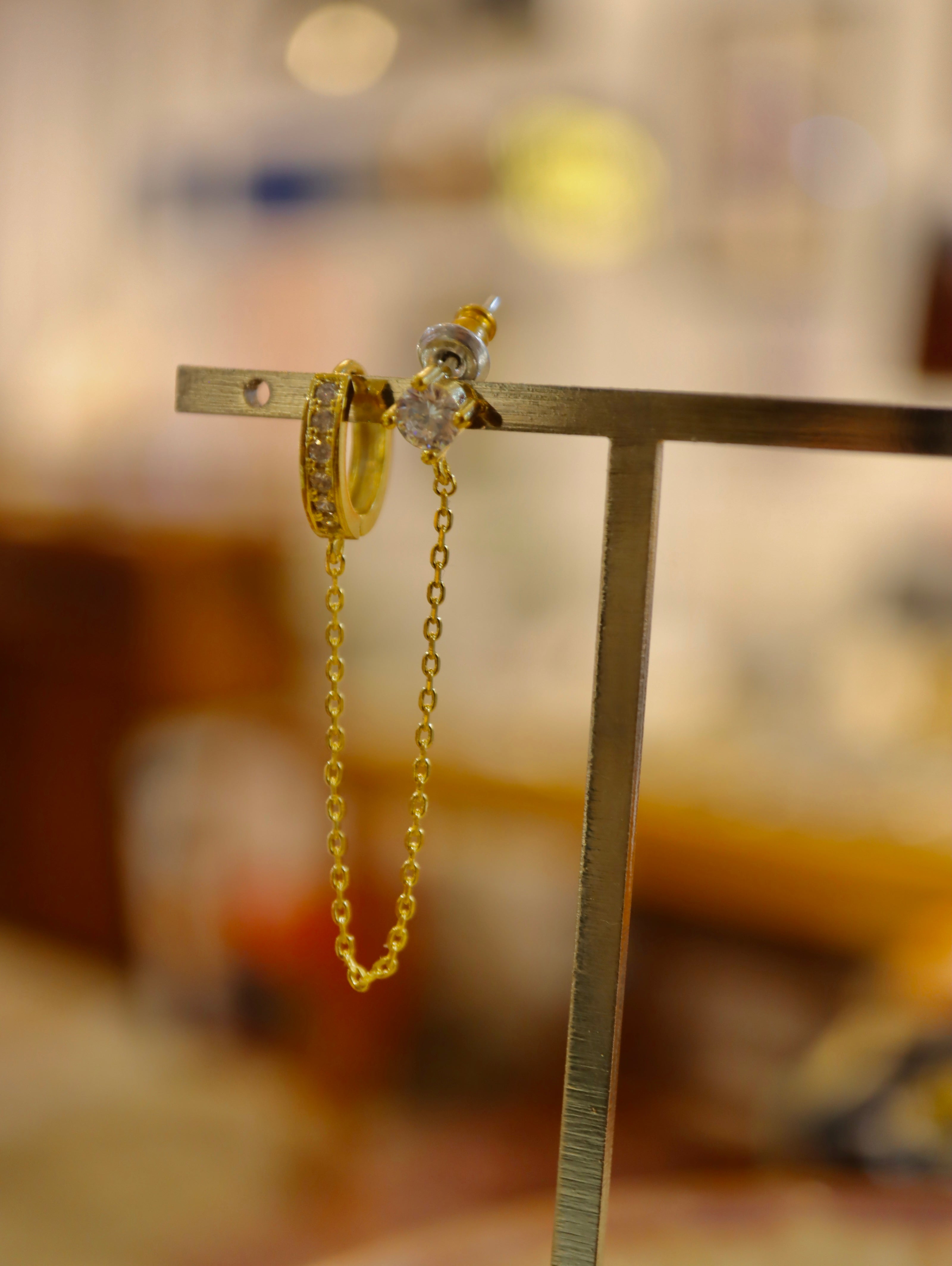 Chain link hoop and stud earrings