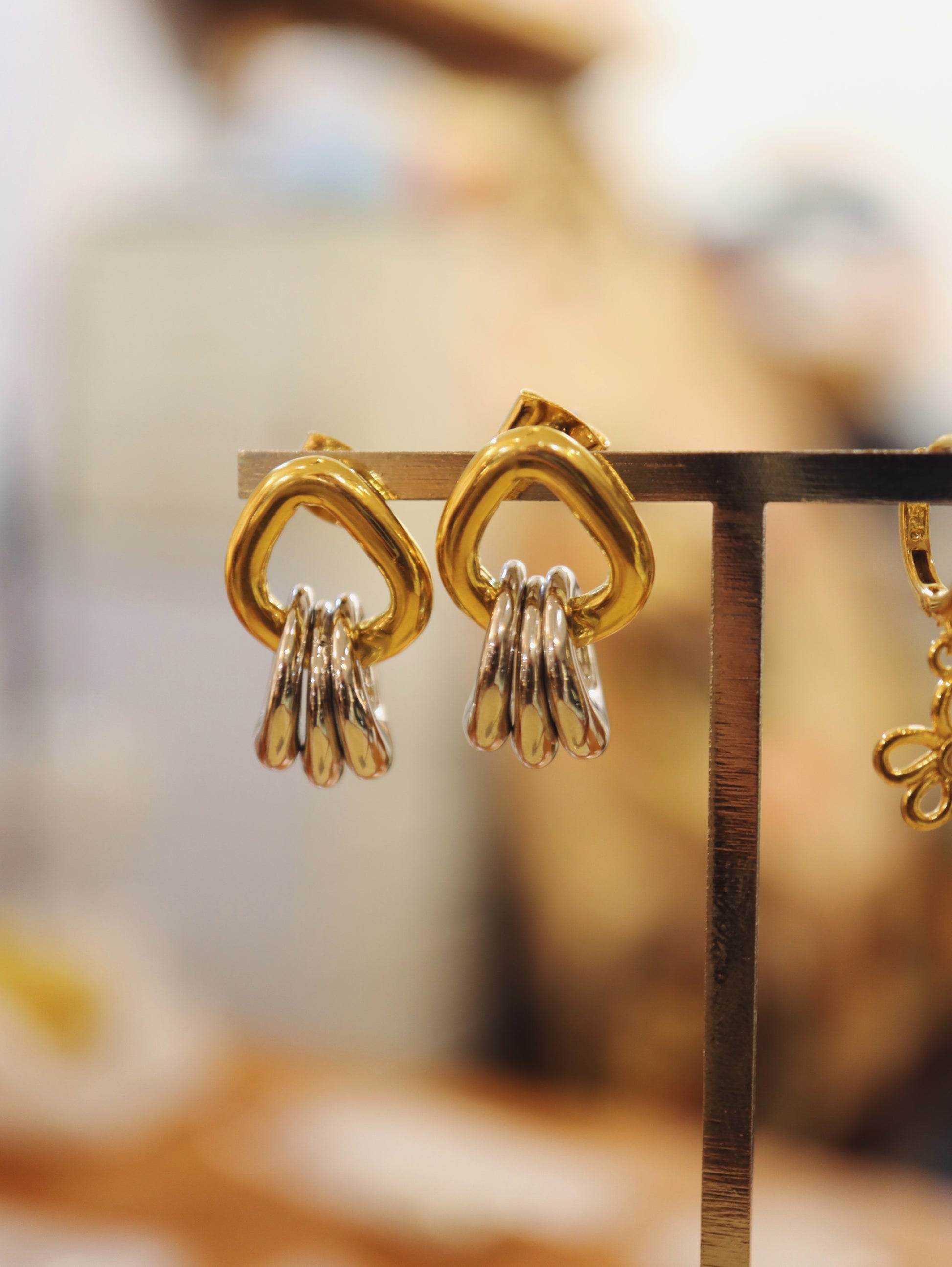 Mix tone interlock earrings