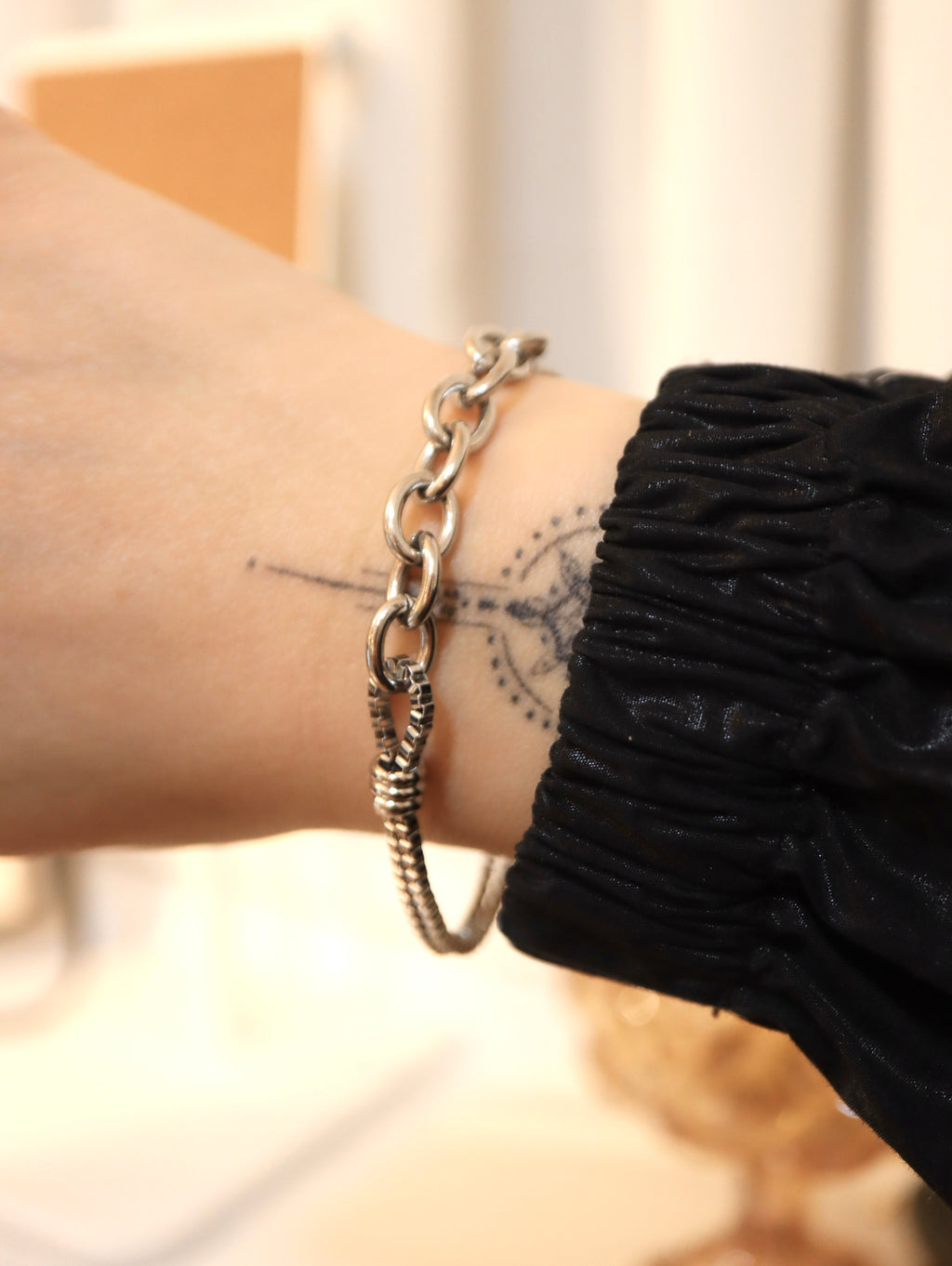 Interlock chain stainless steel bracelet