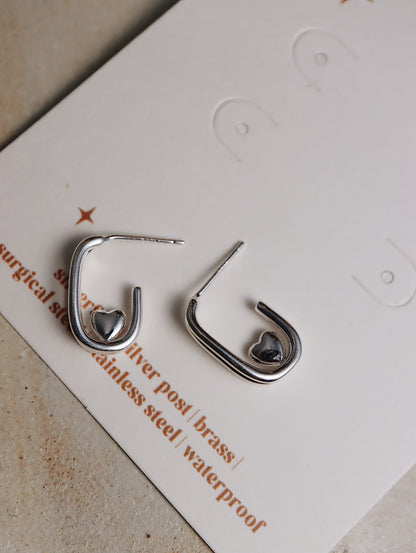 Heart hoop silver925 earrings