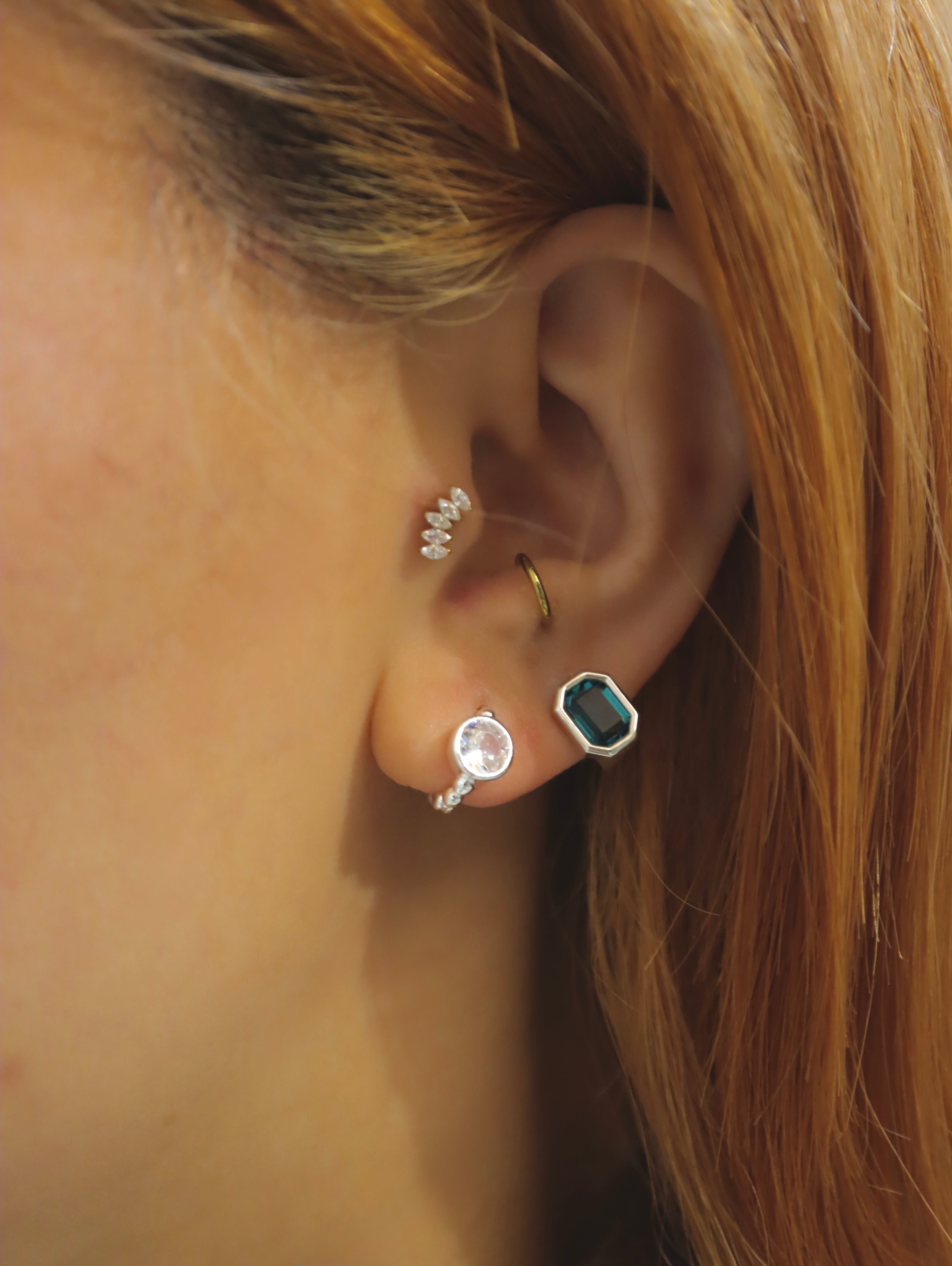 Luminous Dot Hoop 925 silver earrings