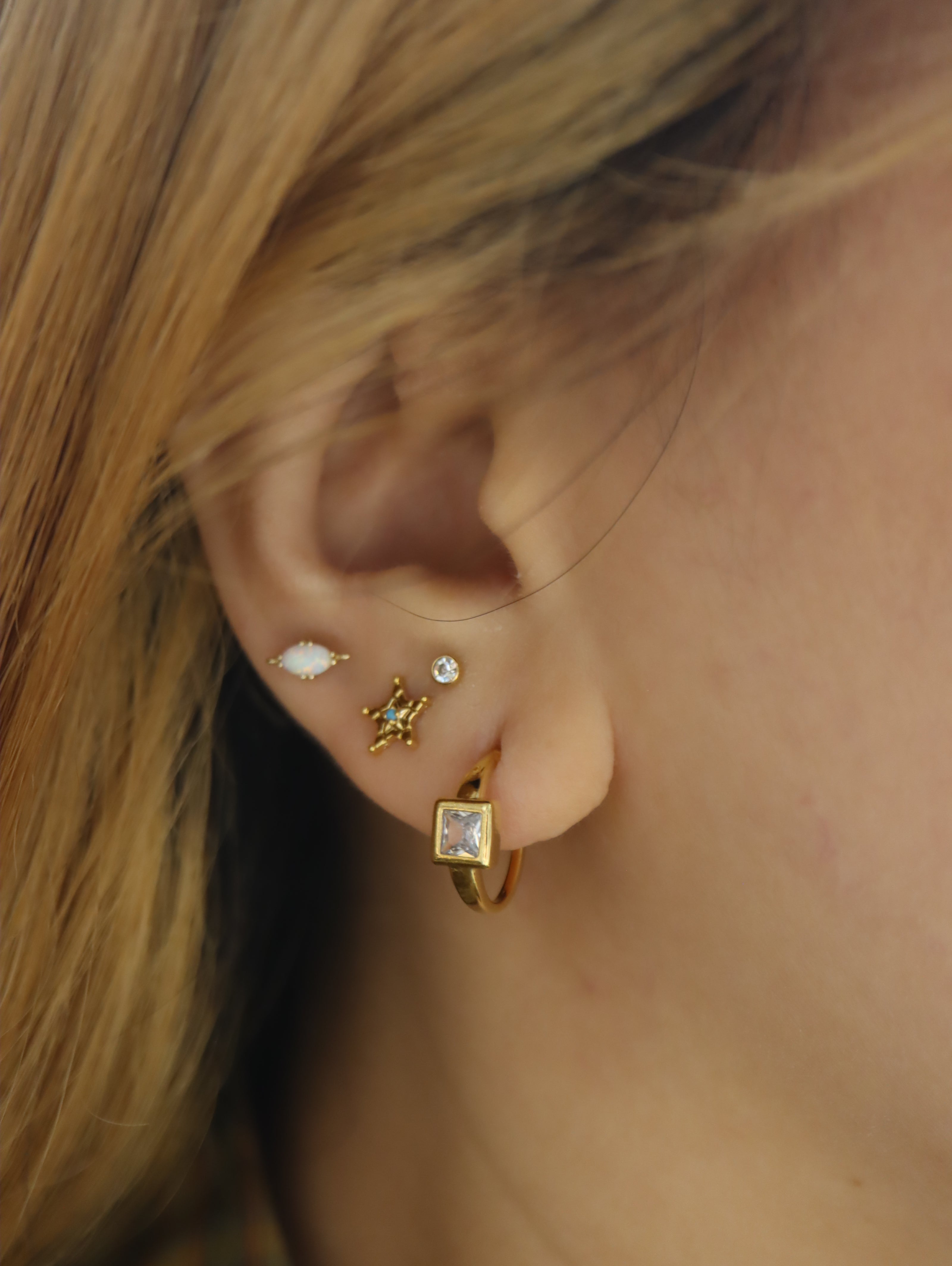 Square hoop cz earrings