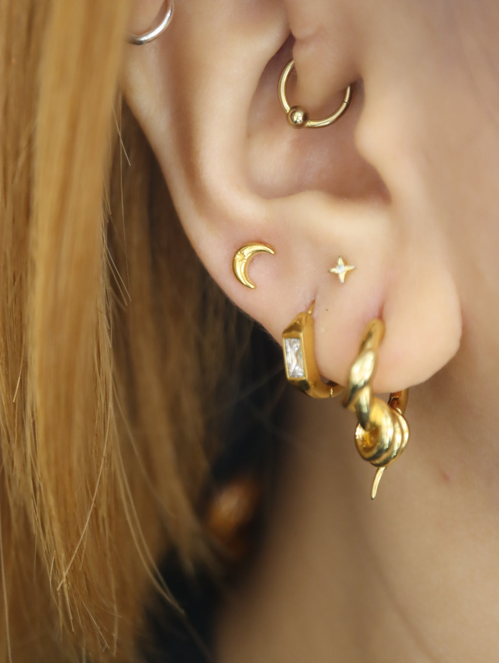 Crescent stainless steel earrings