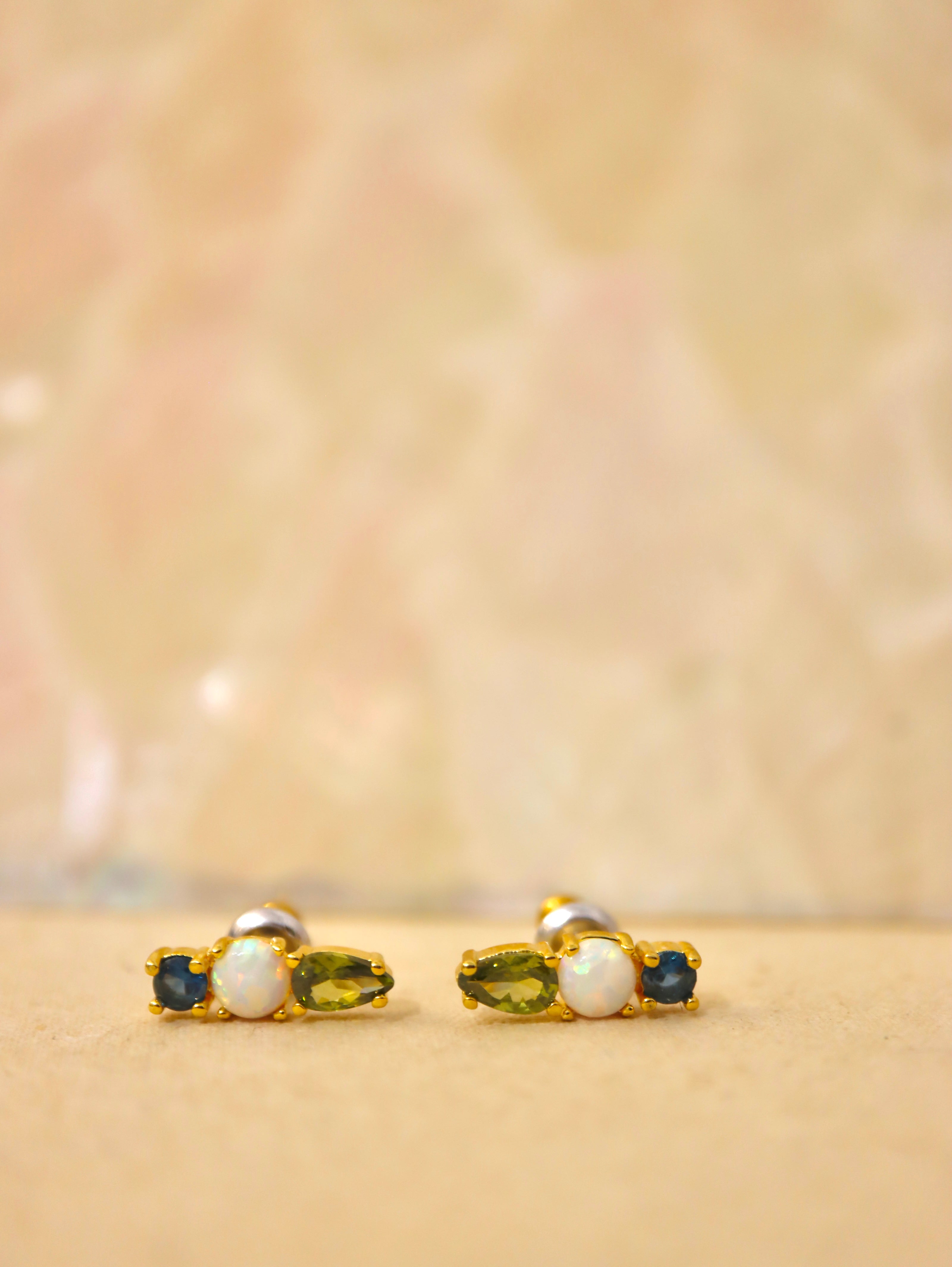 Sapphire Opal Stud Earrings