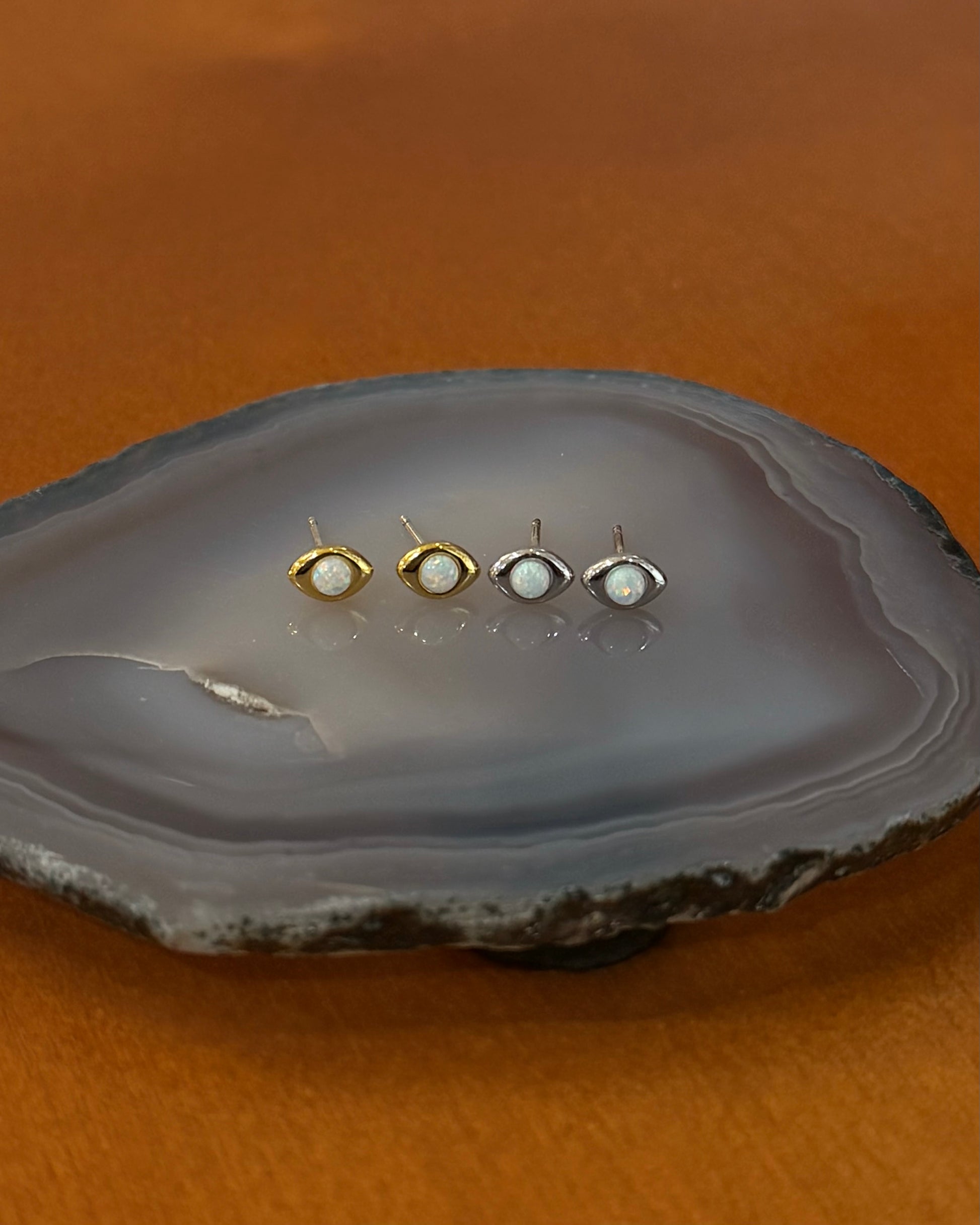 Mini eye opal earrings