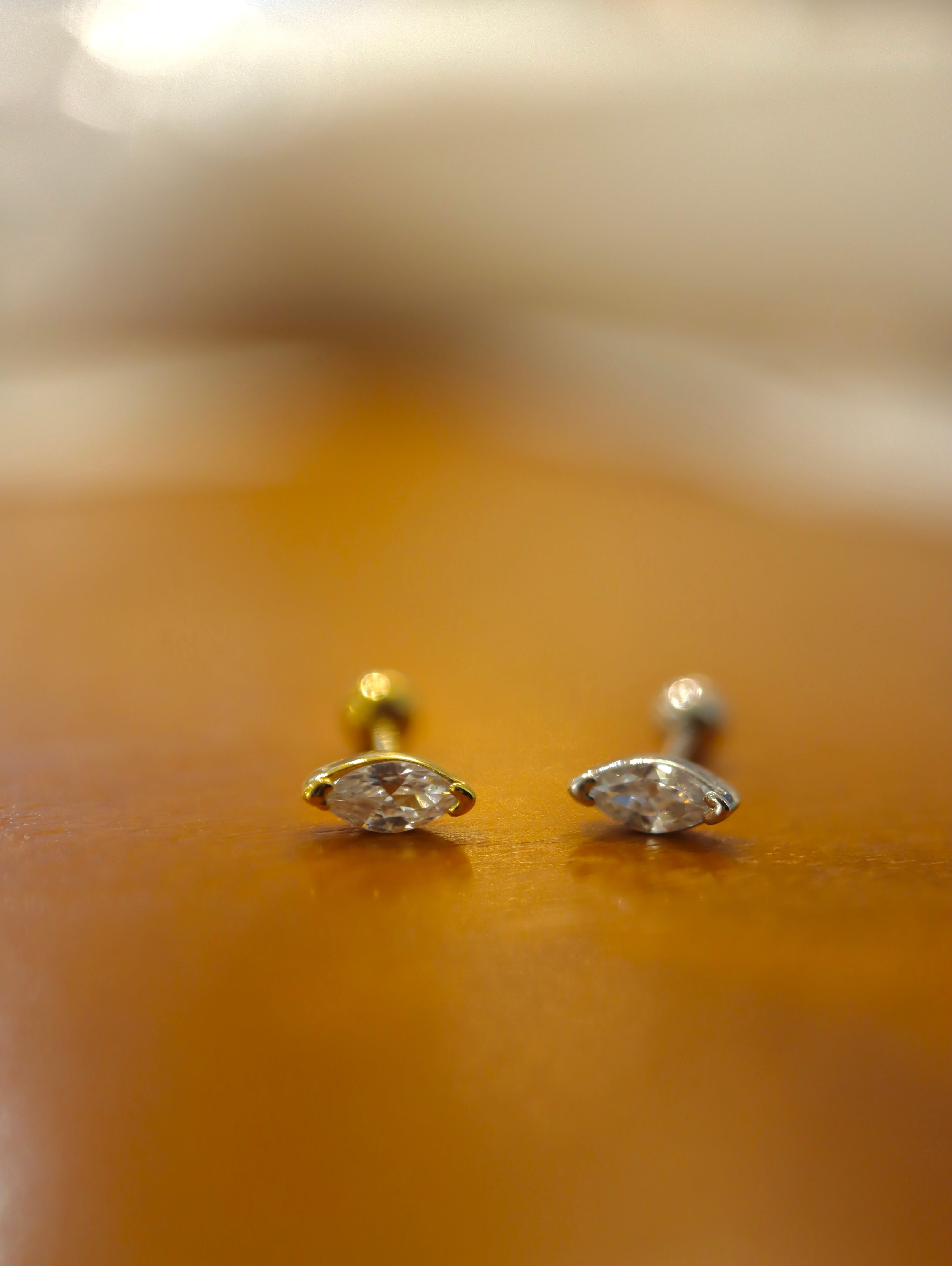 Marquise cz 925 silver piercing stud