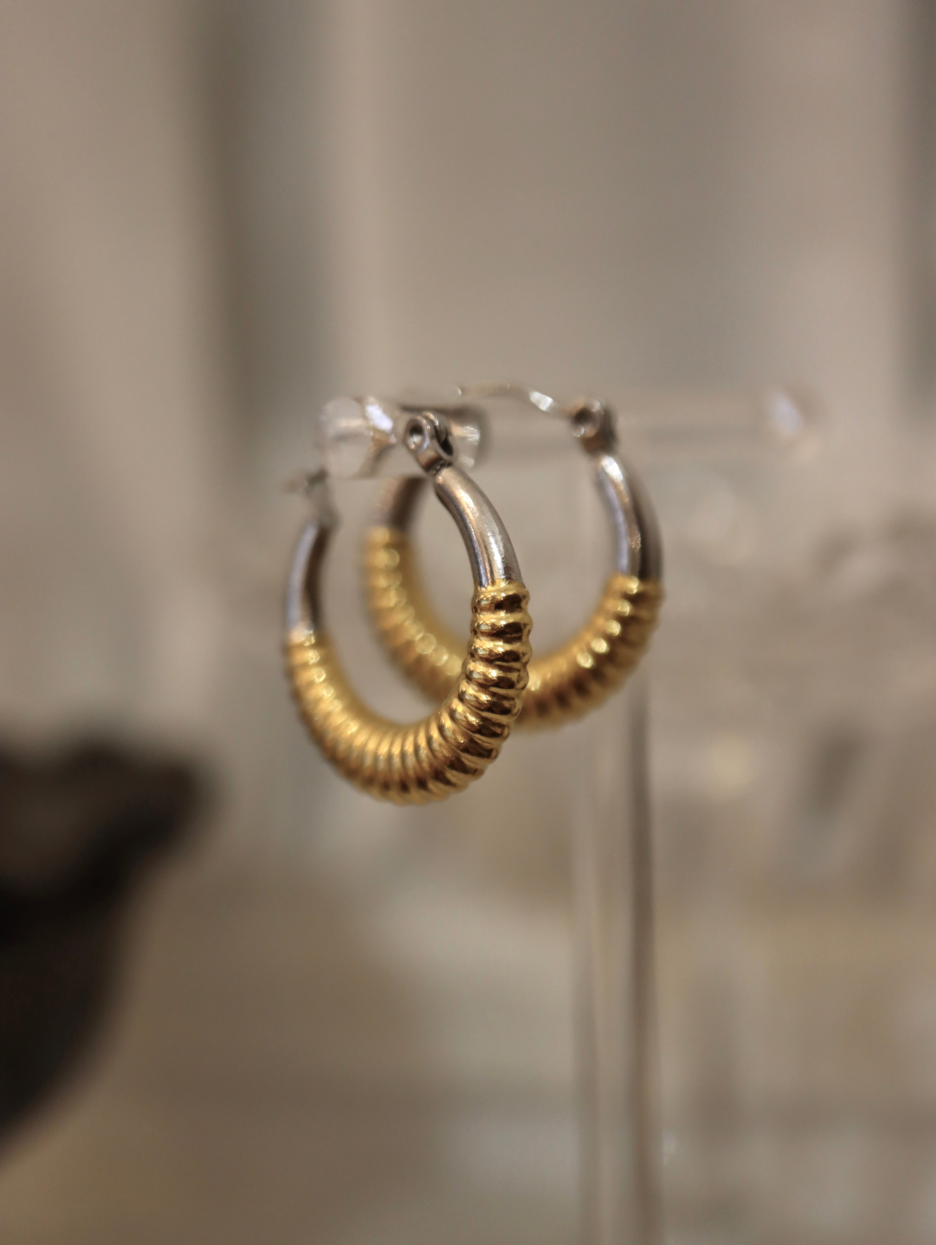 Mix tone stainless steel earrings