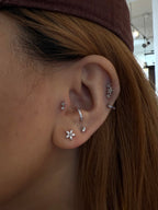 Flower cz surgical steel earring piercing
