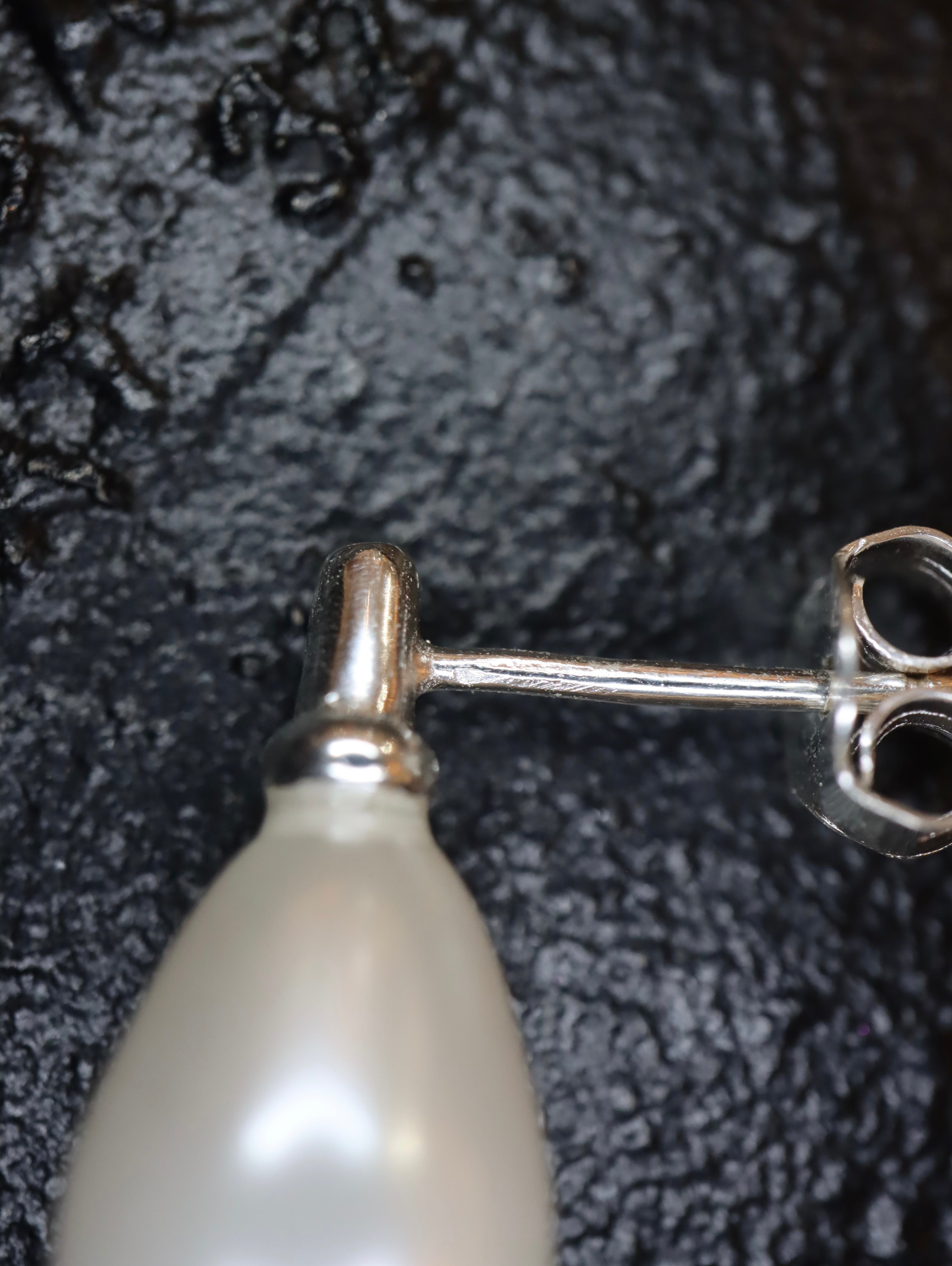 Estate Pearl Studs 925 Silver Earrings