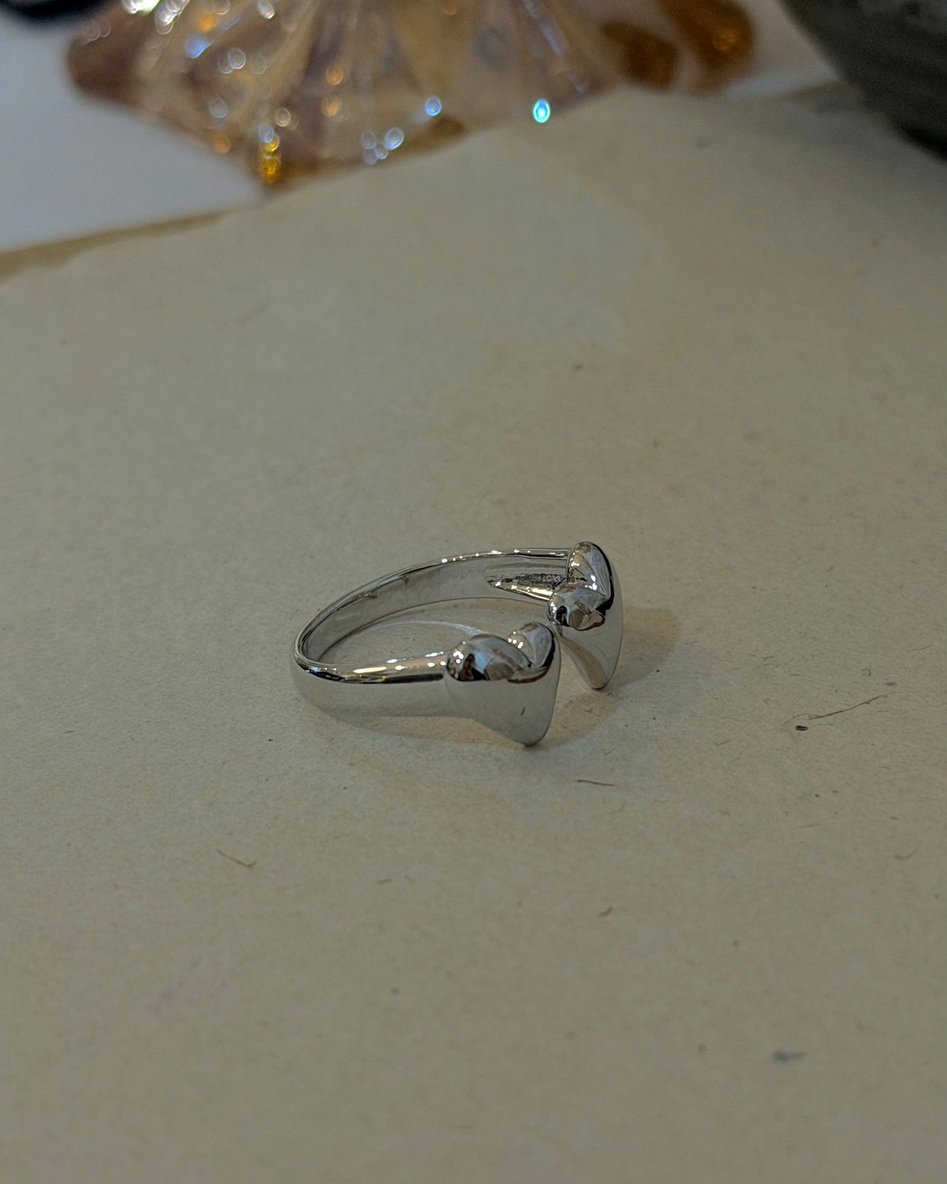 Double heart brass ring (free size)