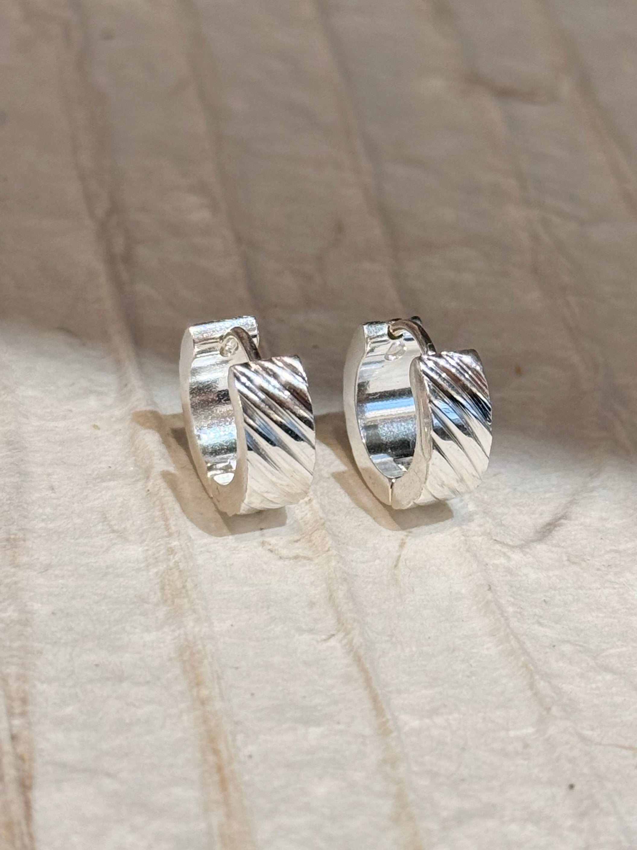 Surgical steel flat hinged hoop earrings