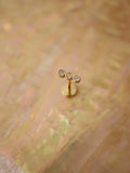 Triple cz flat back 925 silver piercing stud (1pc)