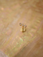 Triple cz flat back 925 silver piercing