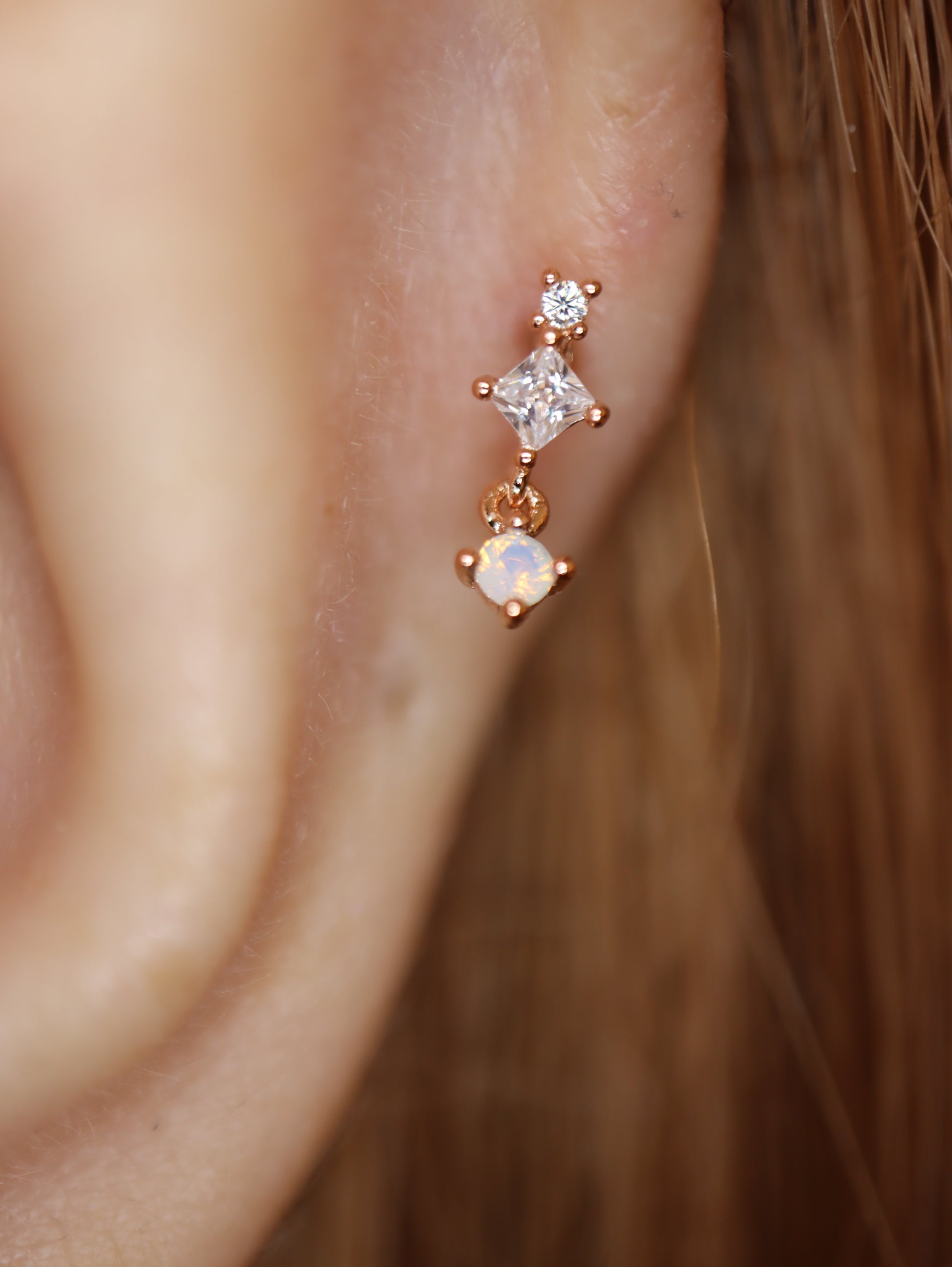 Drop cz silver925 flat back piercing