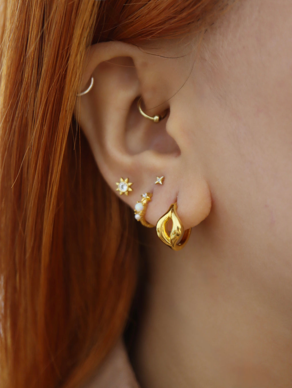 Opal star and pearl earrings