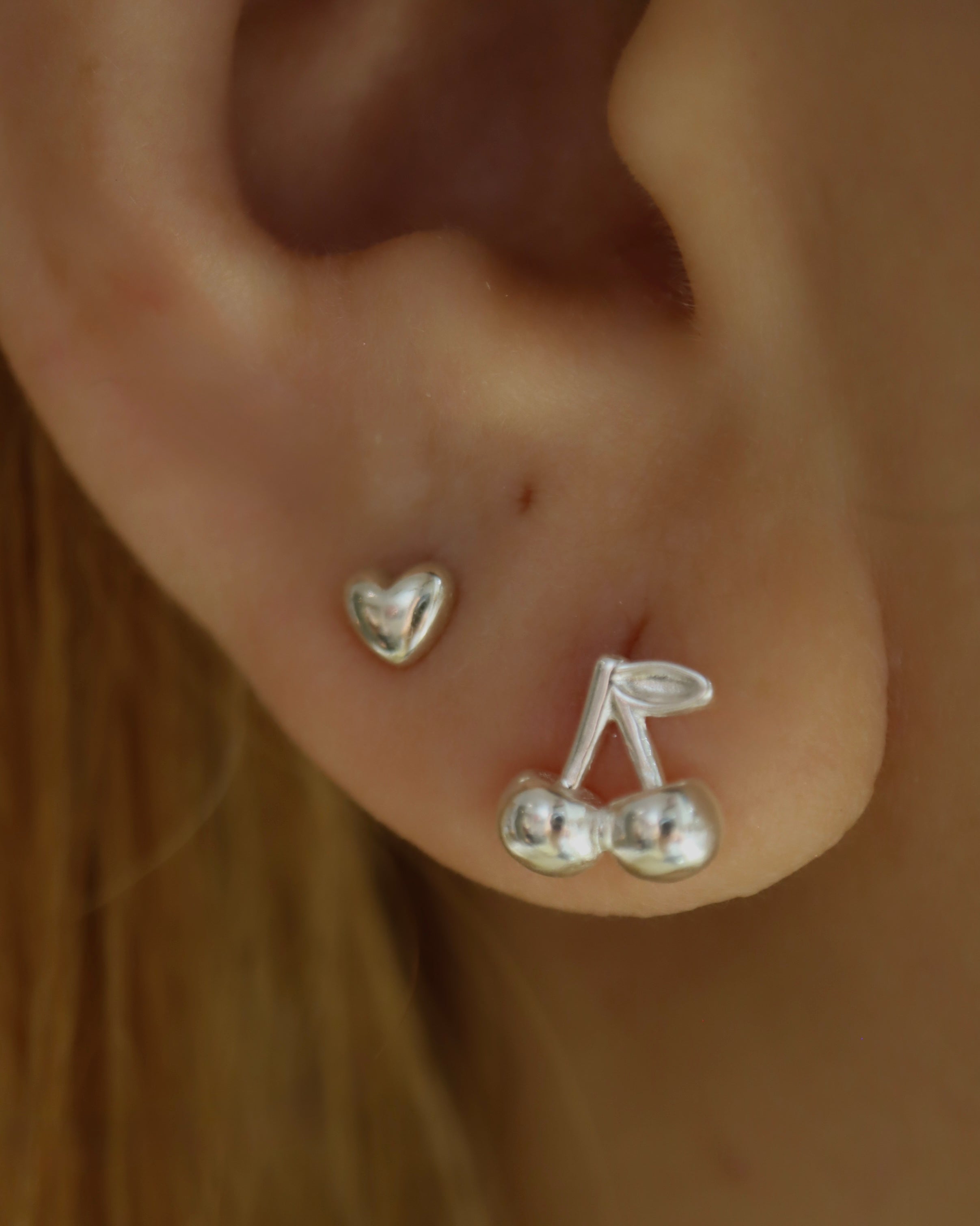 Lucent Cherry Stud 925 Silver Earrings