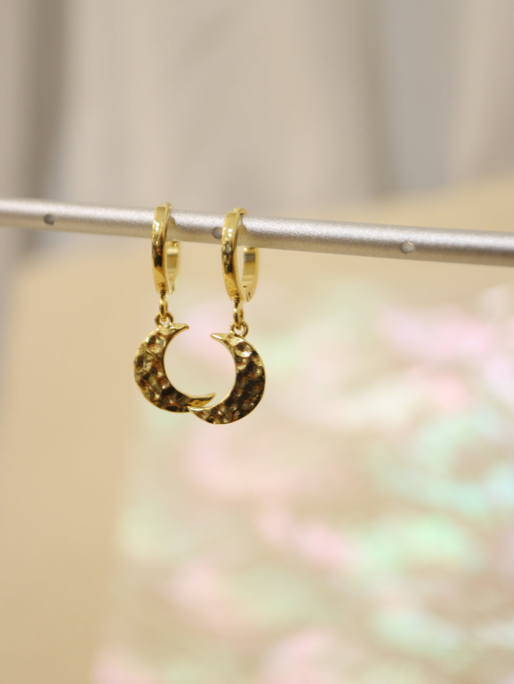 Hoop drop crescent earrings