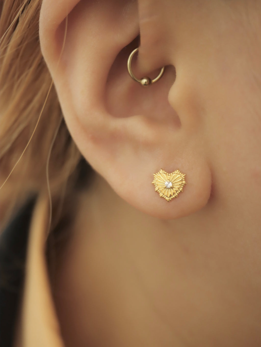 Silver 925 heart stud cz earrings