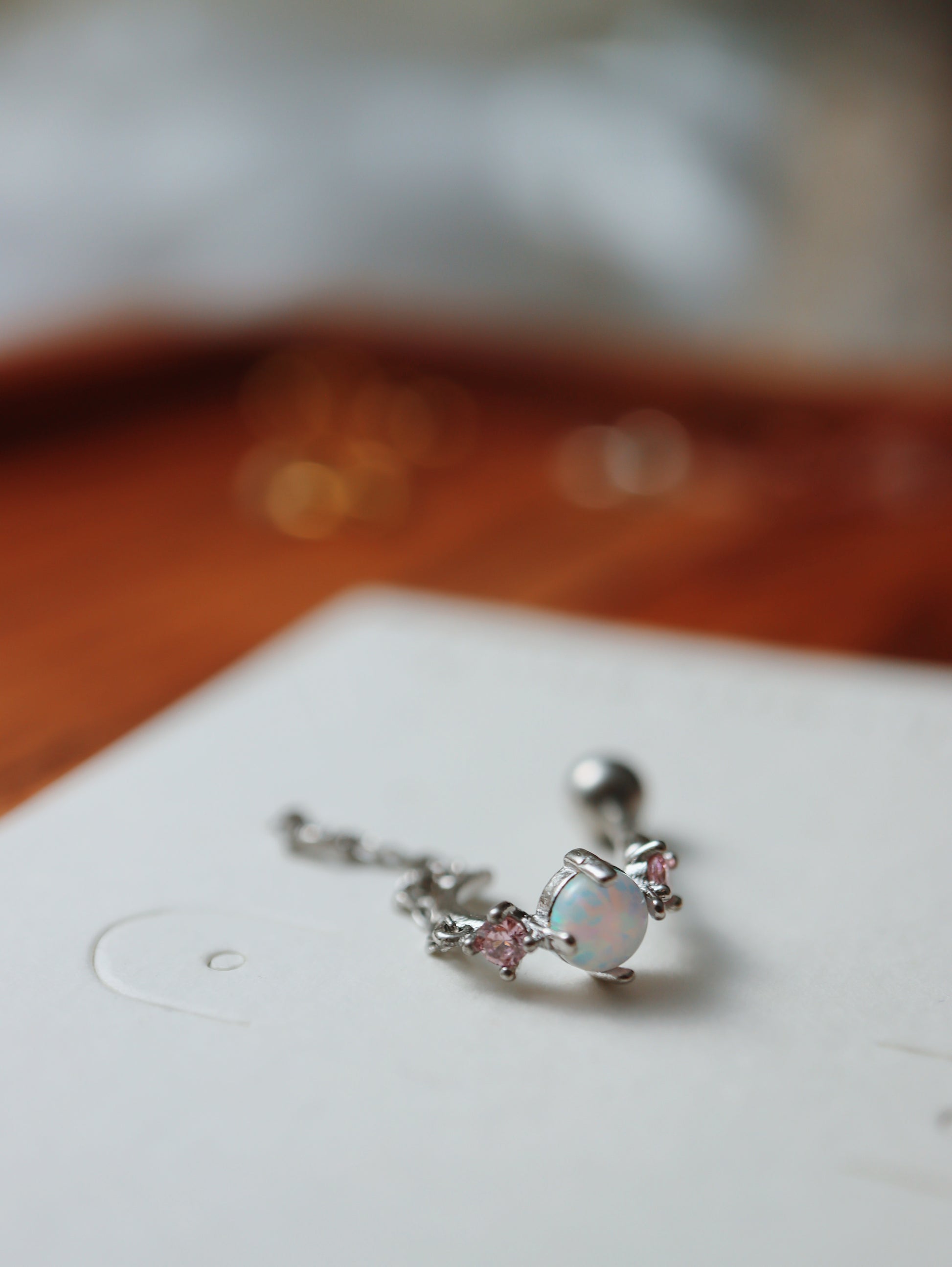 Surgical steel opal earring