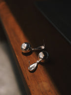 Drop ball statement 925 silver earrings