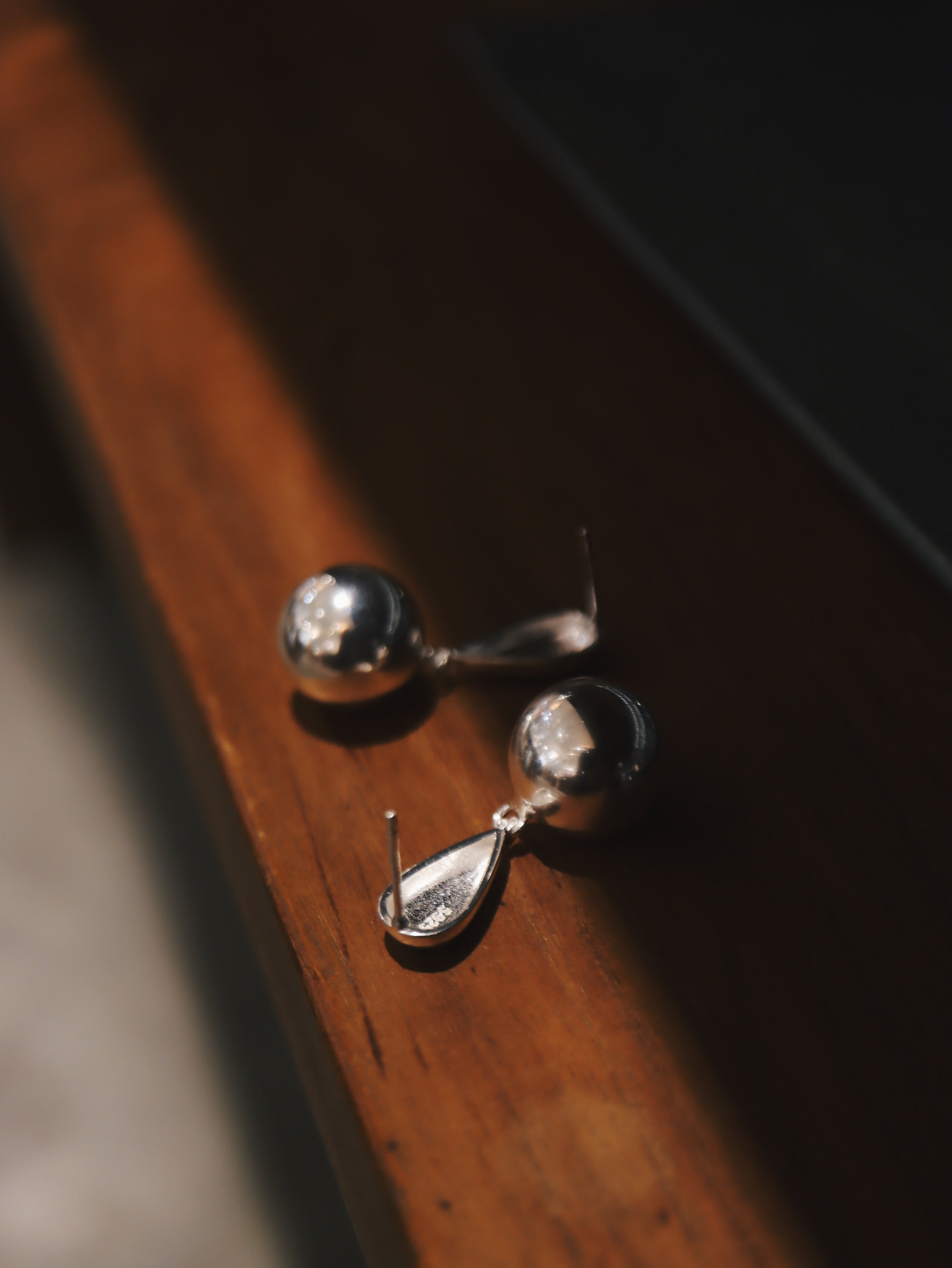 Drop ball statement 925 silver earrings
