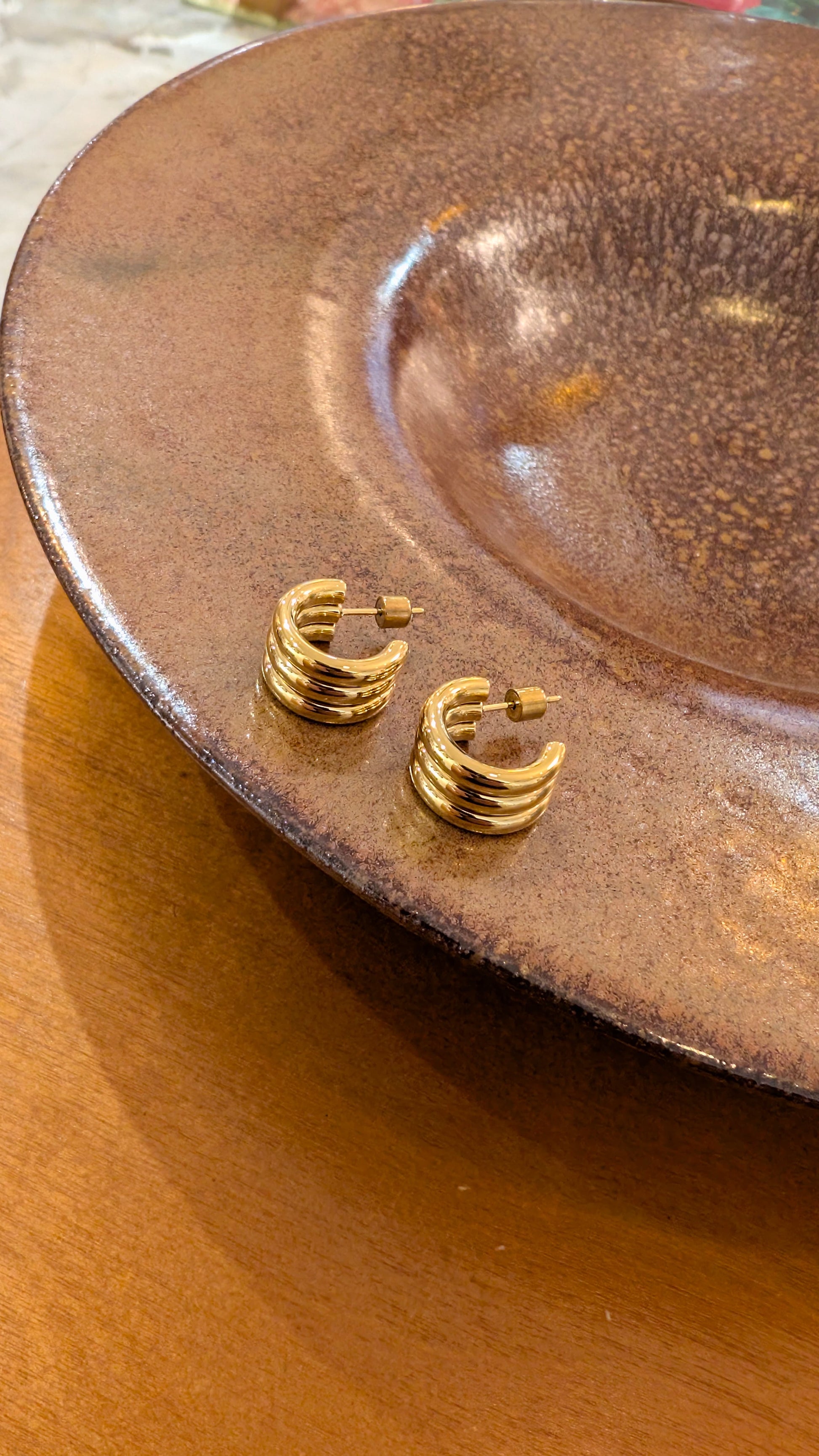 Stainless steel flat earrings