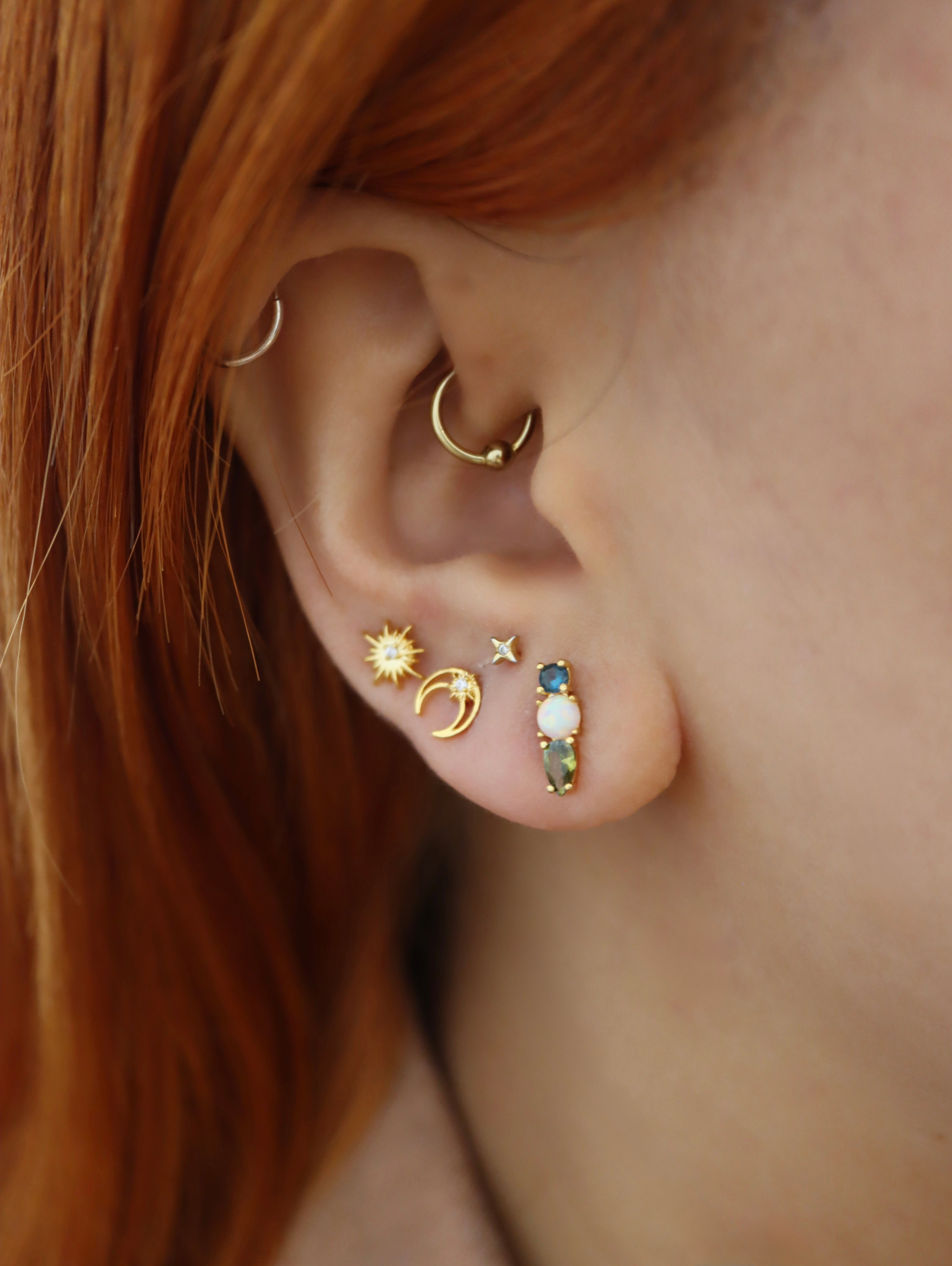 Sapphire Opal Stud Earrings