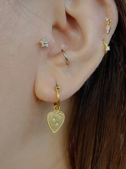 Heart stud cz earrings