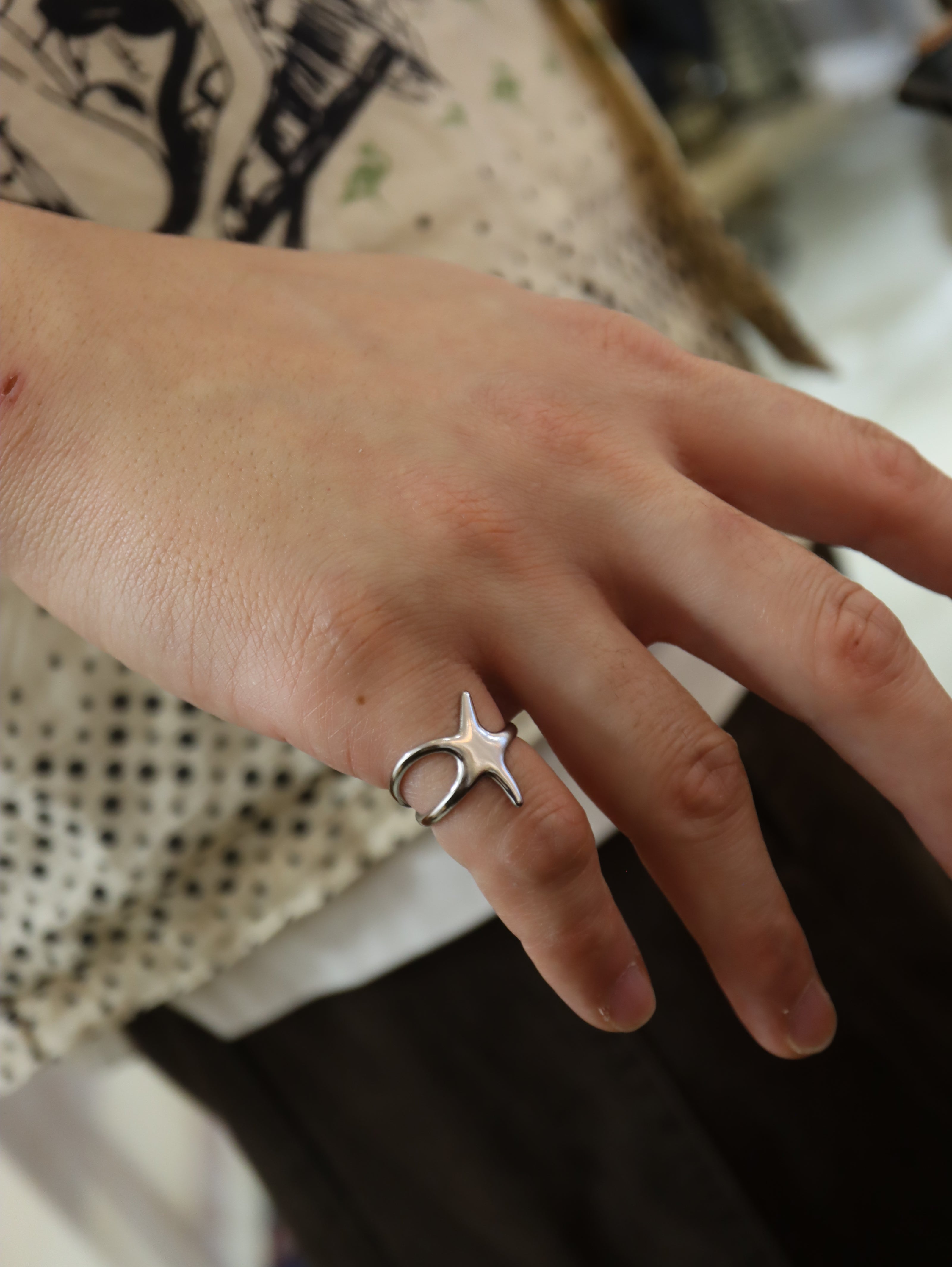 Starfish stainless steel open size ring