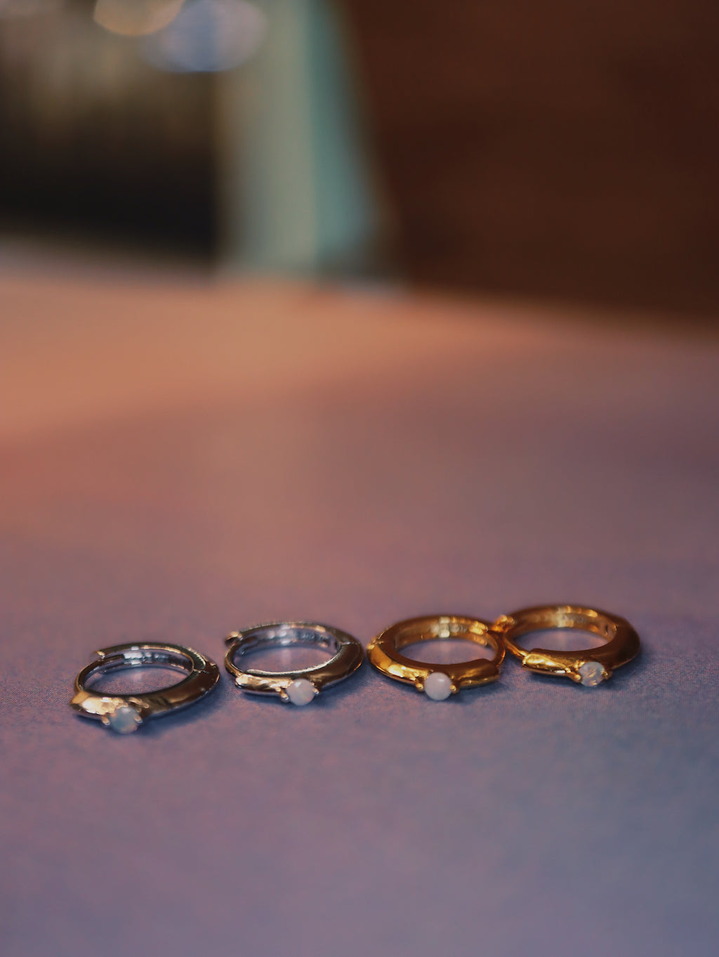 Moonstone mini huggie hoop earrings